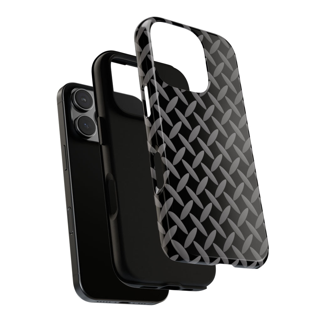 Durable Phone Case Black - Tough Cases with Stylish Diamond Plate Design - iPhones
