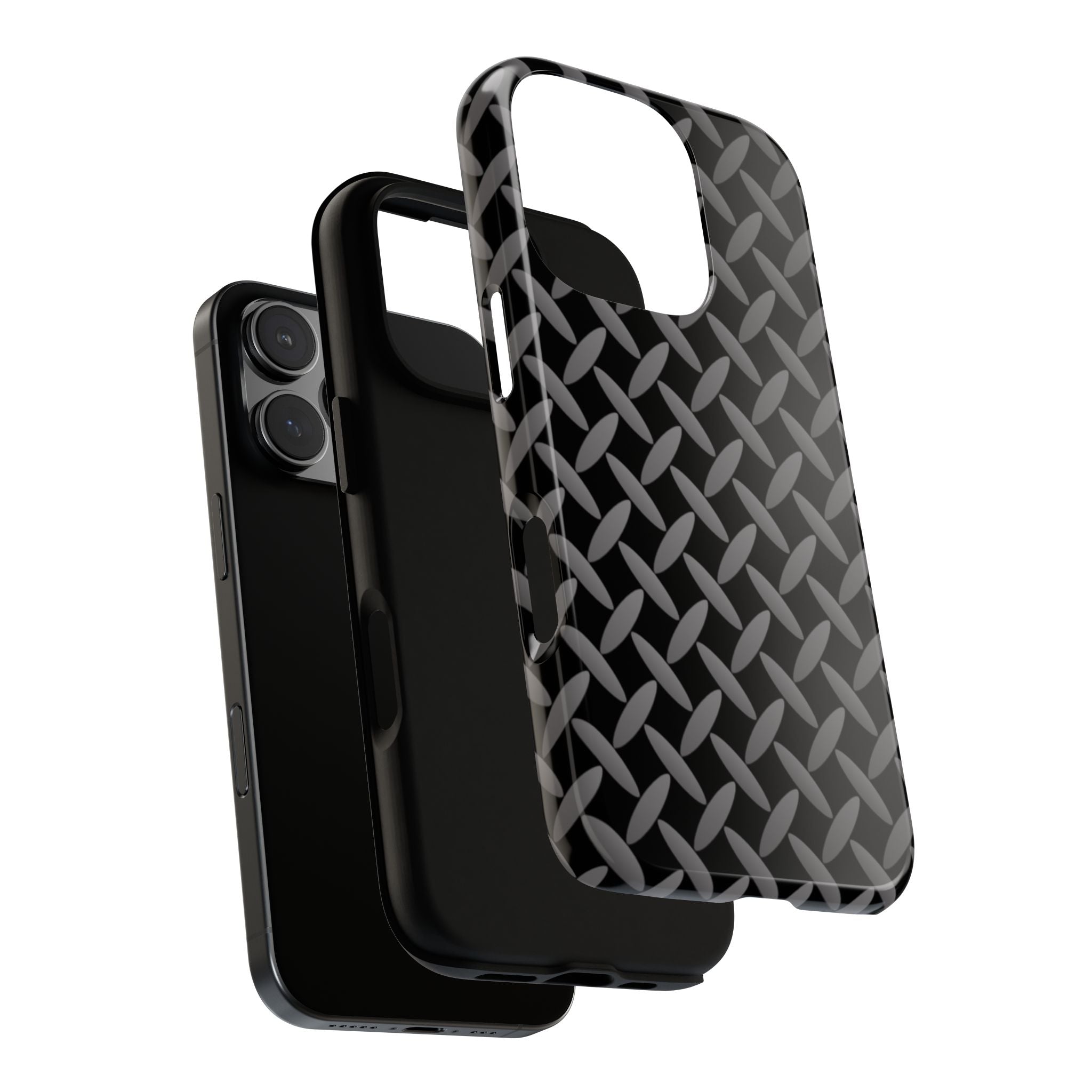 Durable Phone Case Black - Tough Cases with Stylish Diamond Plate Design - iPhones