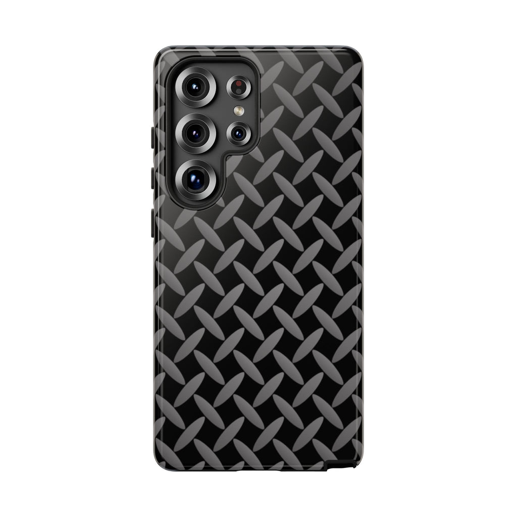 Durable Phone Case Black - Tough Cases with Stylish Diamond Plate Design - Samsung