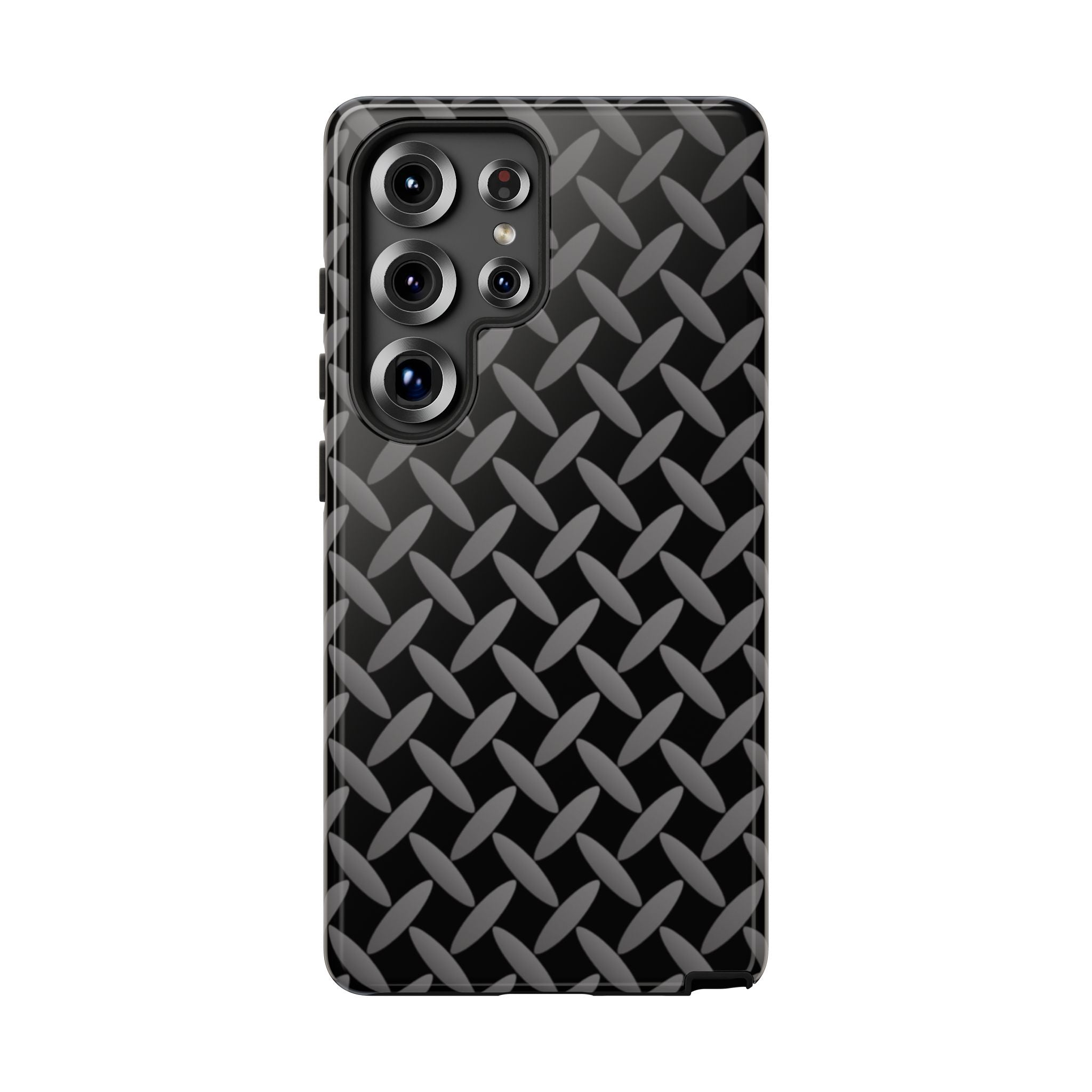 Durable Phone Case Black - Tough Cases with Stylish Diamond Plate Design - Samsung