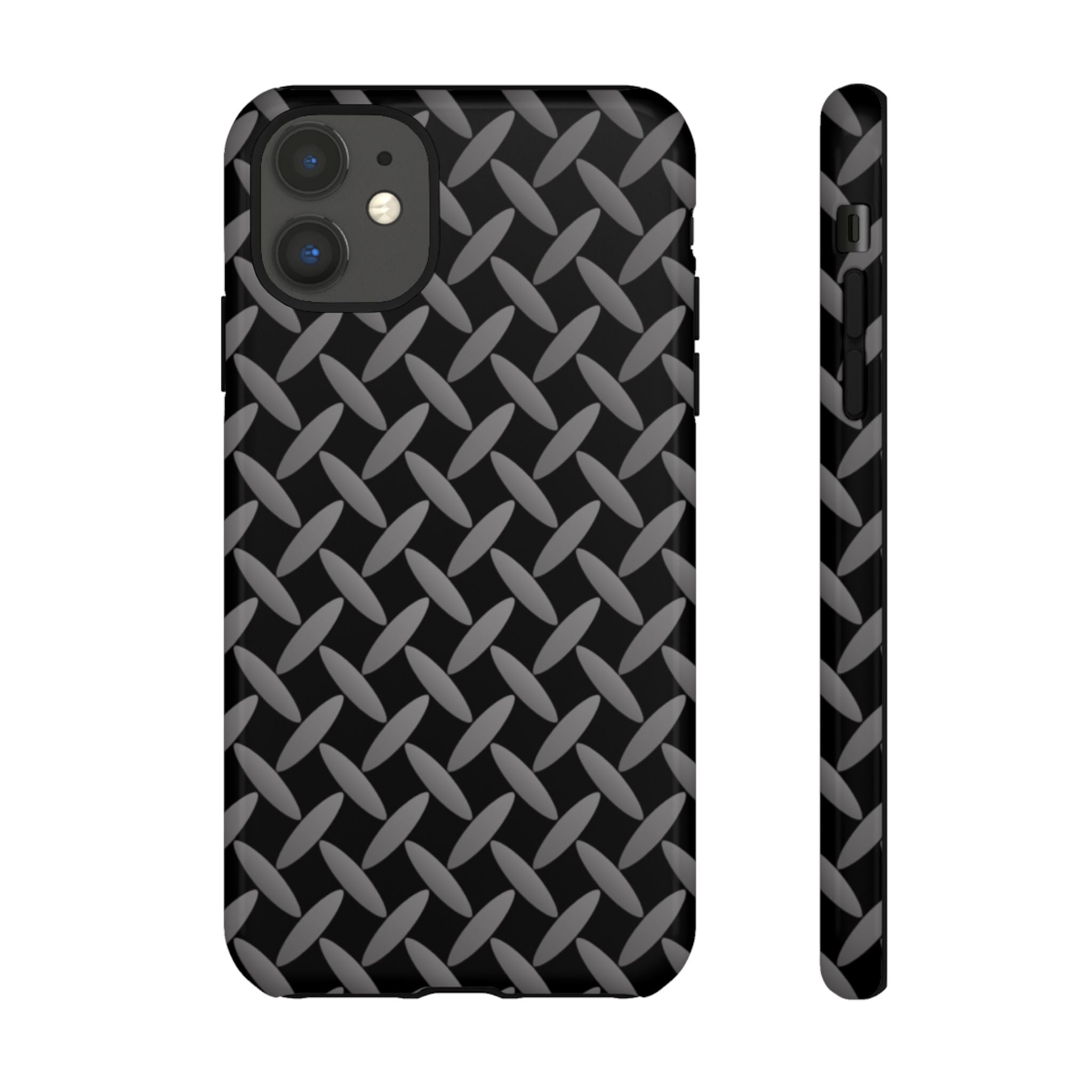 Durable Phone Case Black - Tough Cases with Stylish Diamond Plate Design - iPhones