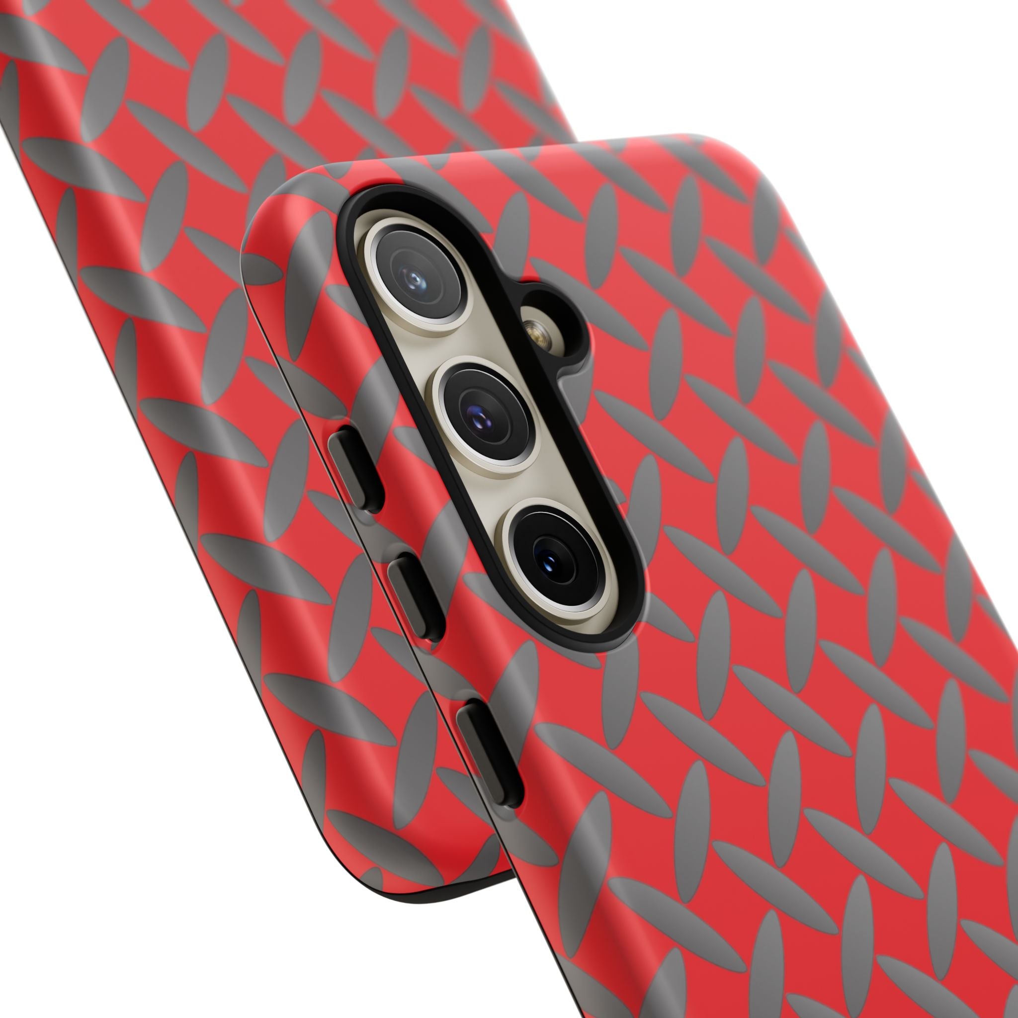 Durable Samsung Phone Case Red - Tough Cases with Stylish Diamond Plate Design