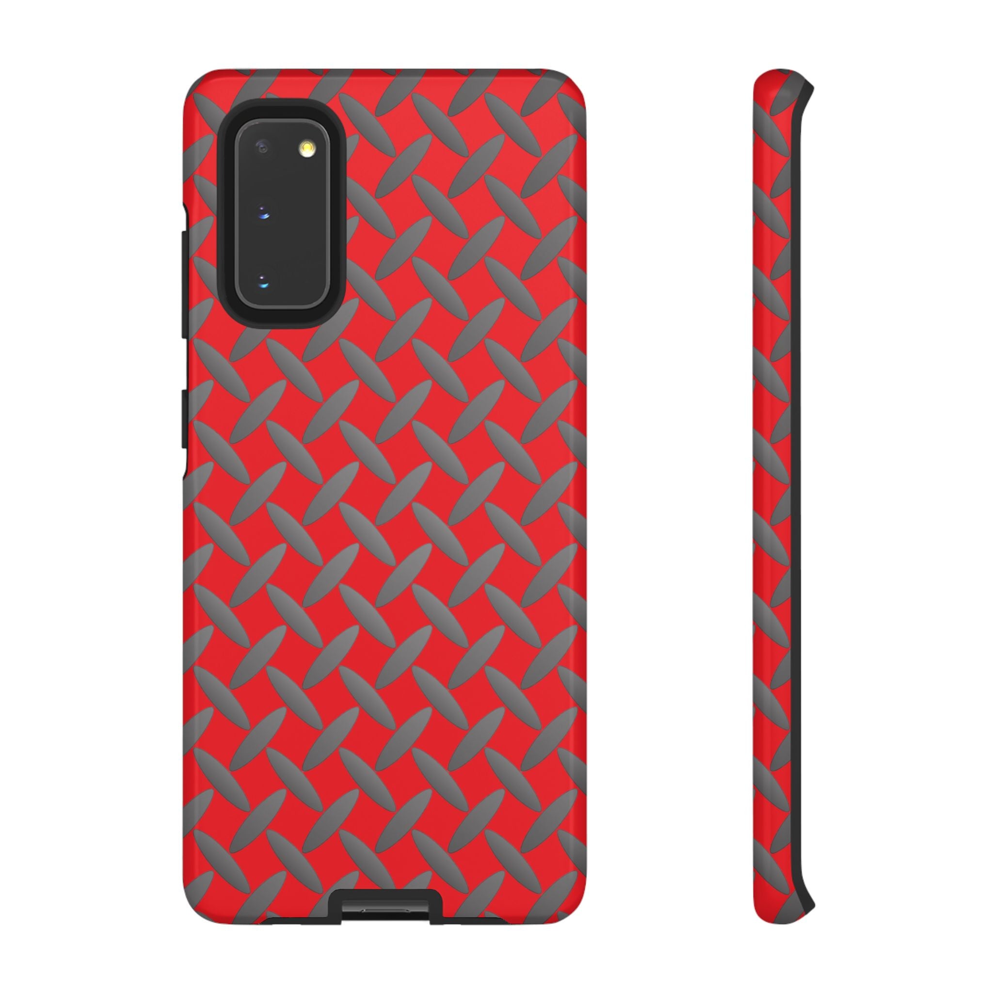 Durable Samsung Phone Case Red - Tough Cases with Stylish Diamond Plate Design