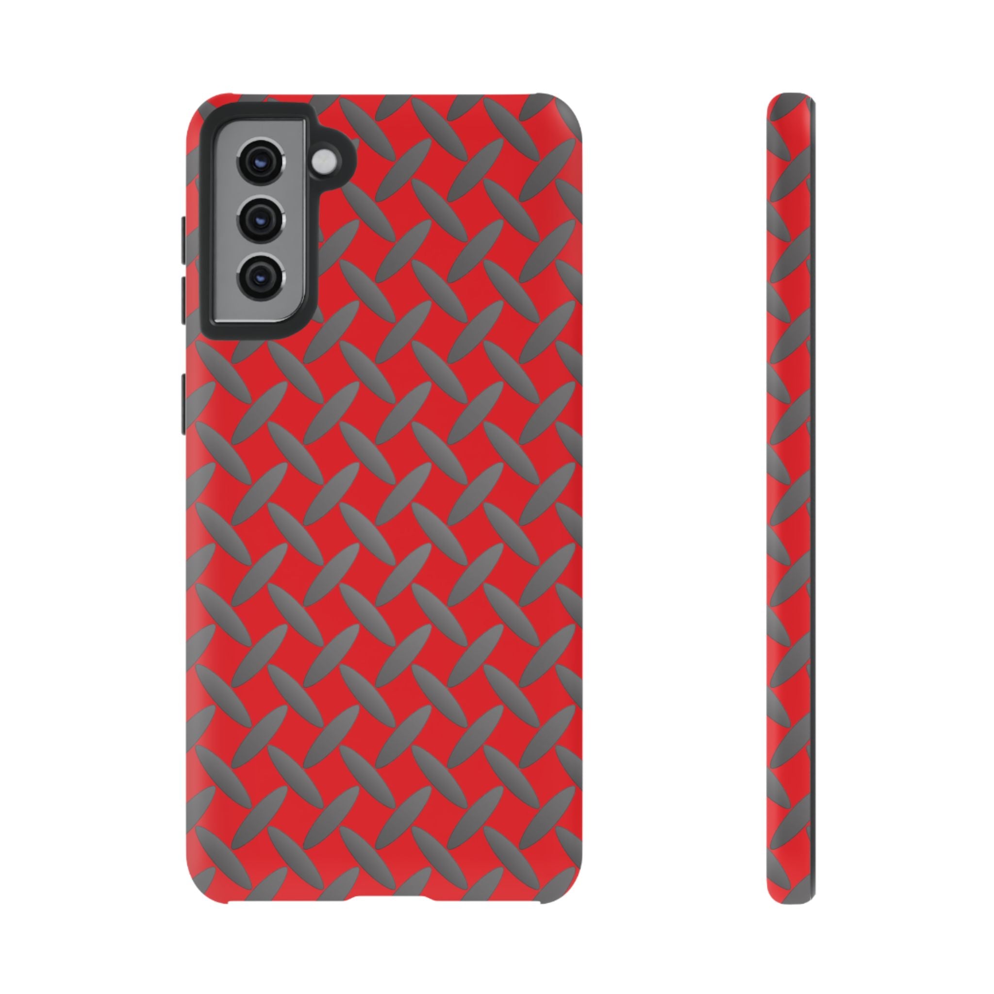 Durable Samsung Phone Case Red - Tough Cases with Stylish Diamond Plate Design