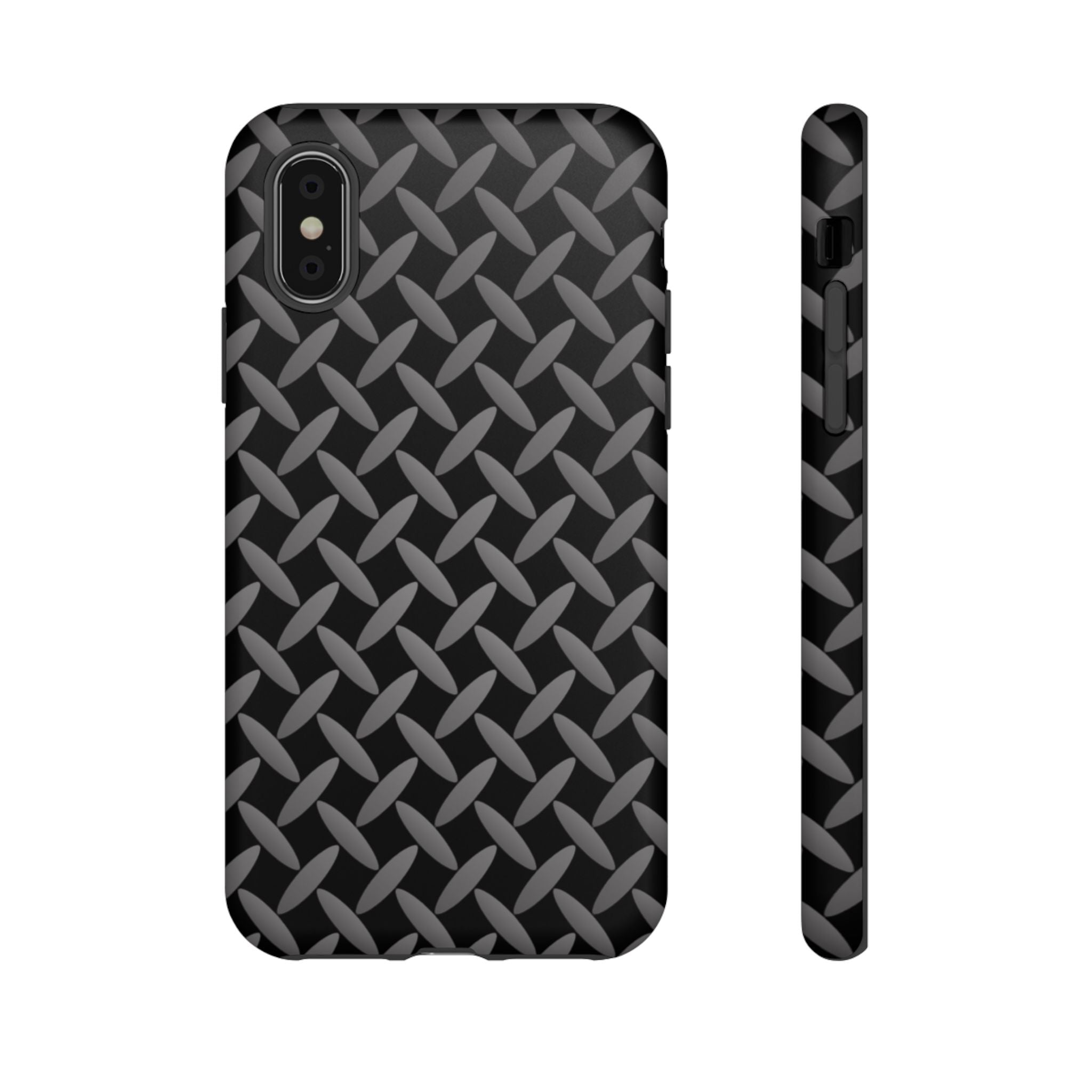 Durable Phone Case Black - Tough Cases with Stylish Diamond Plate Design - iPhones