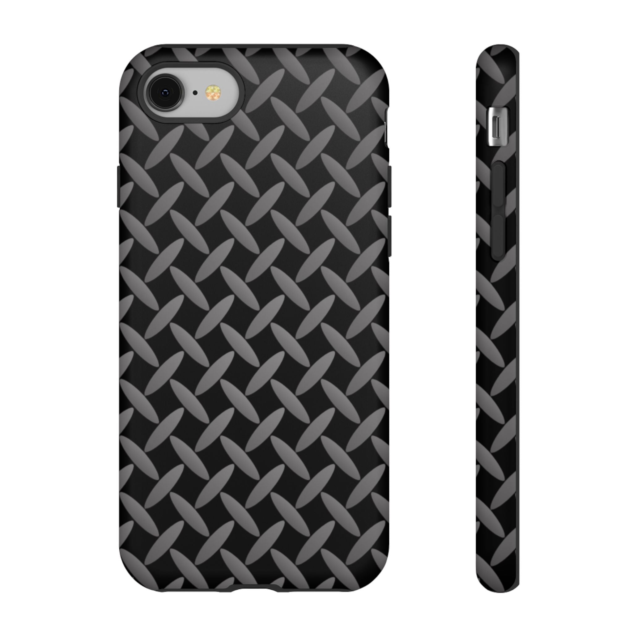 Durable Phone Case Black - Tough Cases with Stylish Diamond Plate Design - iPhones
