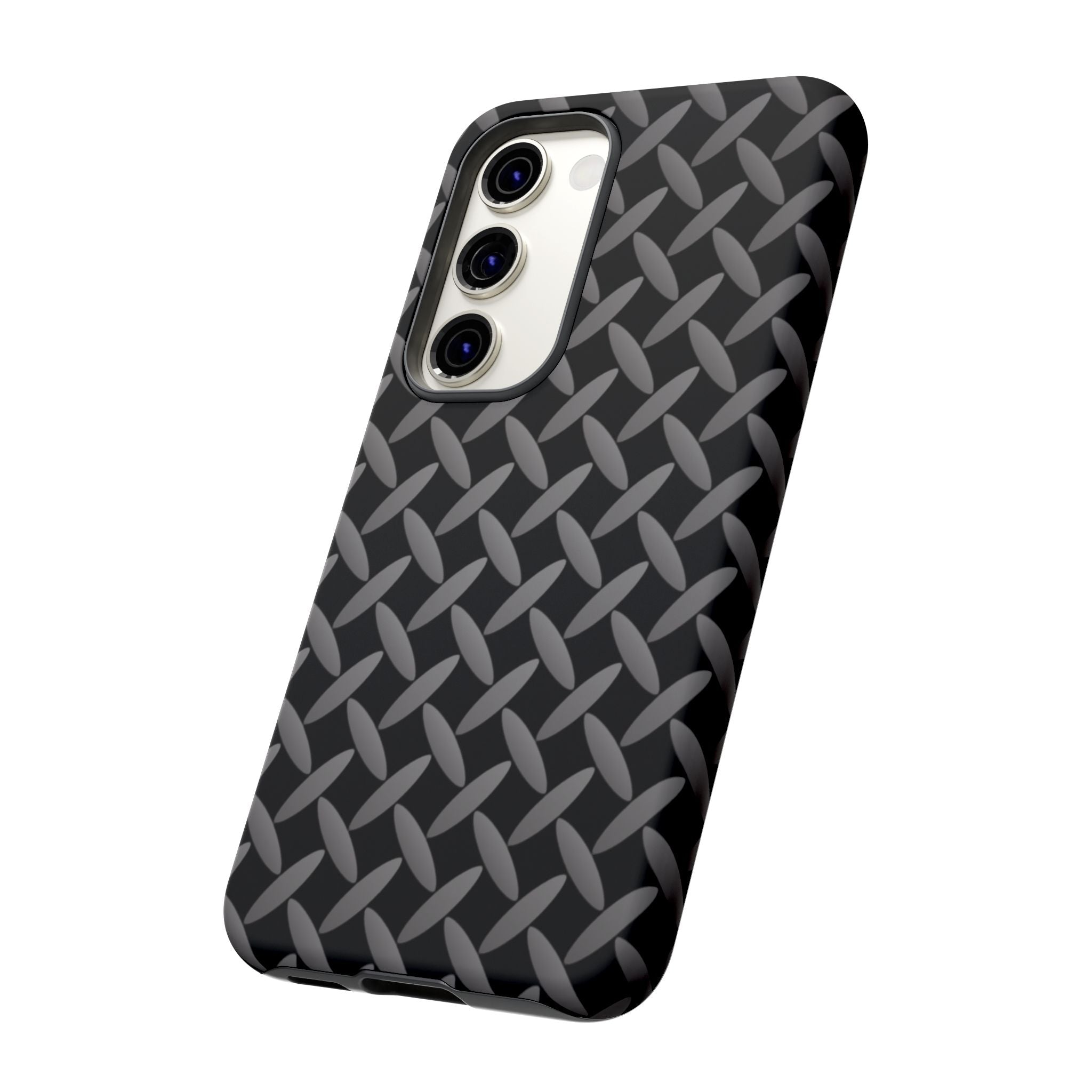 Durable Phone Case Black - Tough Cases with Stylish Diamond Plate Design - Samsung