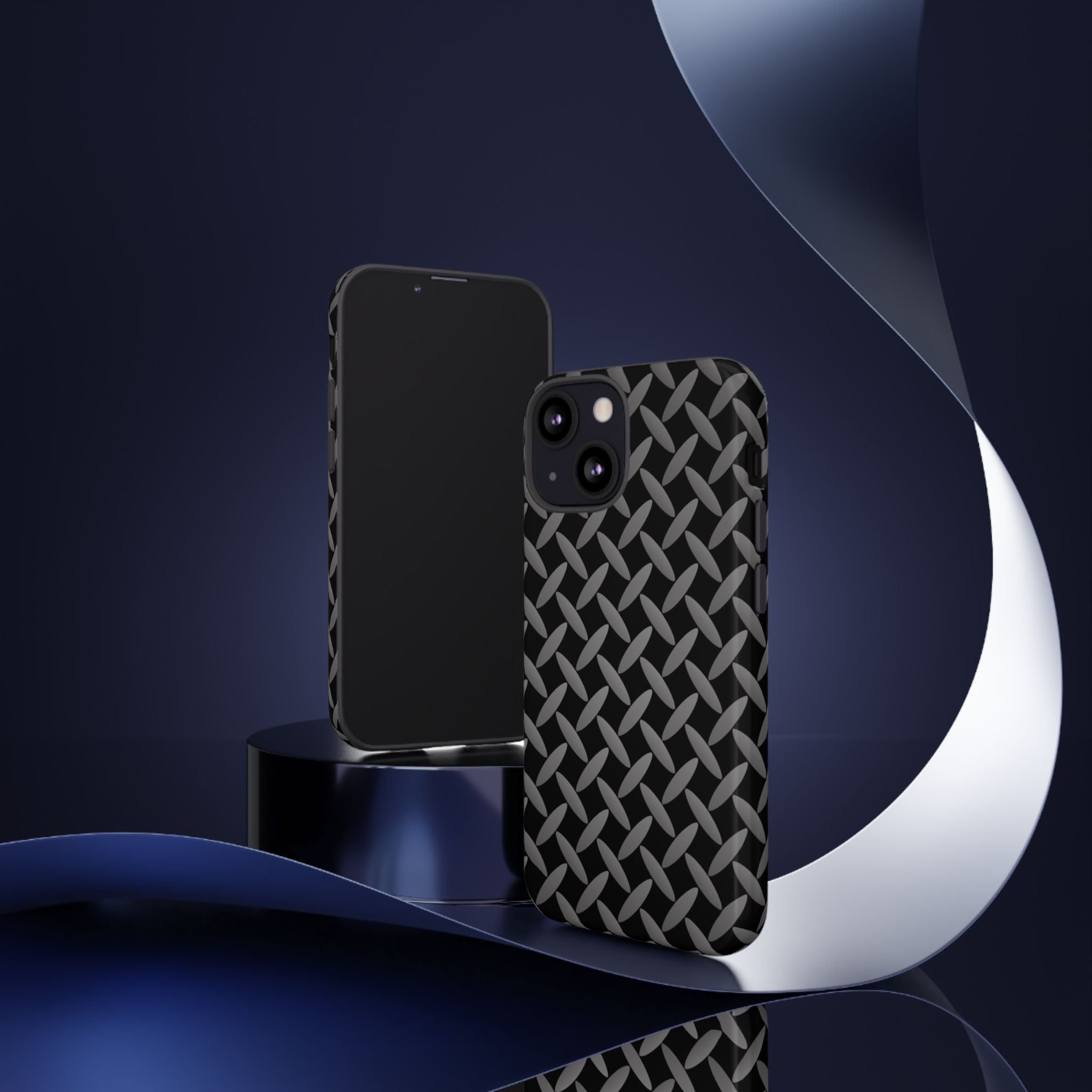 Durable Phone Case Black - Tough Cases with Stylish Diamond Plate Design - iPhones