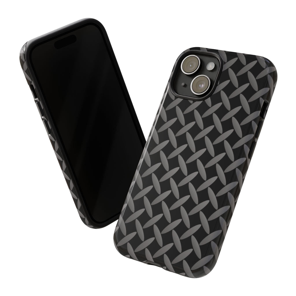 Durable Phone Case Black - Tough Cases with Stylish Diamond Plate Design - iPhones