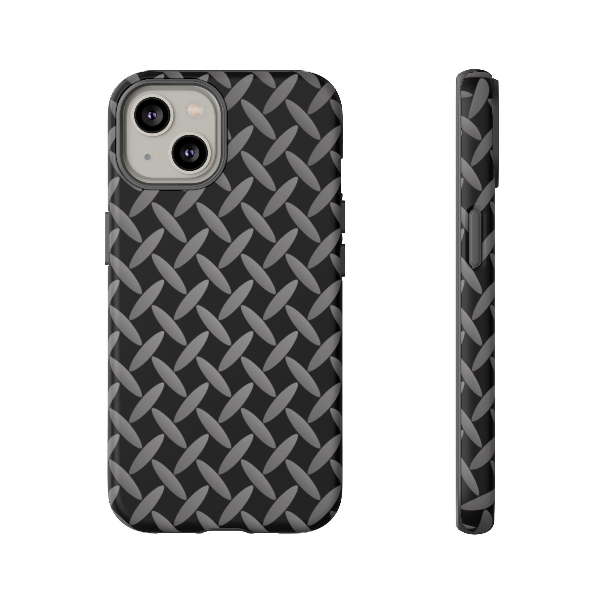 Durable Phone Case Black - Tough Cases with Stylish Diamond Plate Design - iPhones