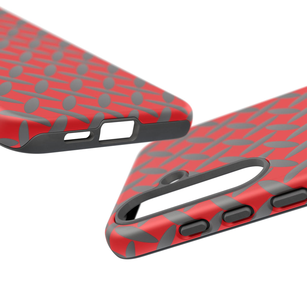 Durable Samsung Phone Case Red - Tough Cases with Stylish Diamond Plate Design