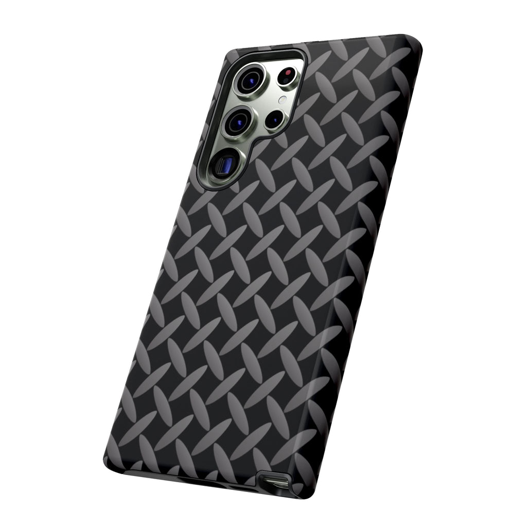 Durable Phone Case Black - Tough Cases with Stylish Diamond Plate Design - Samsung