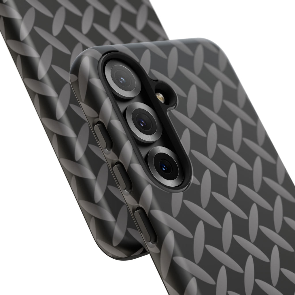 Durable Phone Case Black - Tough Cases with Stylish Diamond Plate Design - Samsung