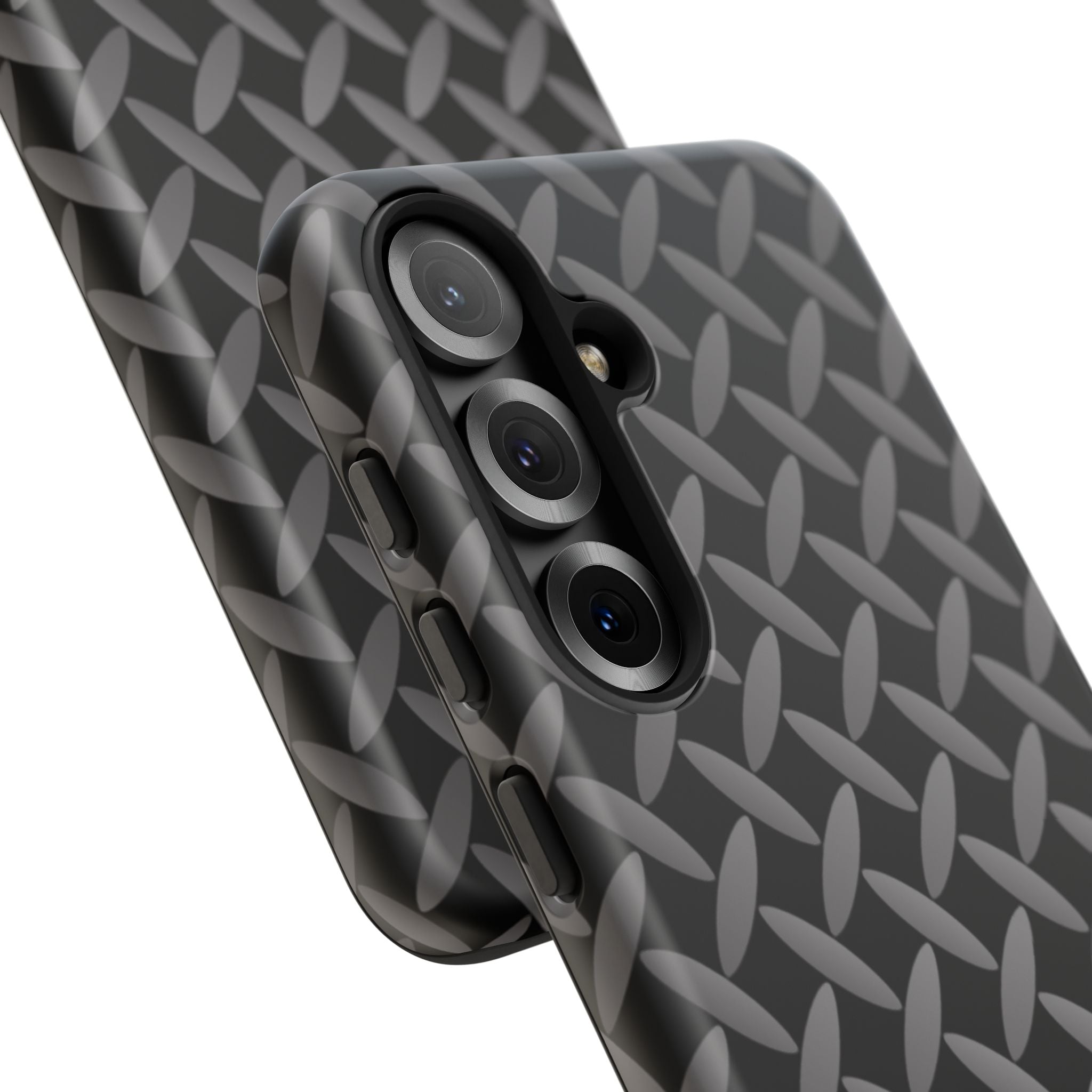 Durable Phone Case Black - Tough Cases with Stylish Diamond Plate Design - Samsung