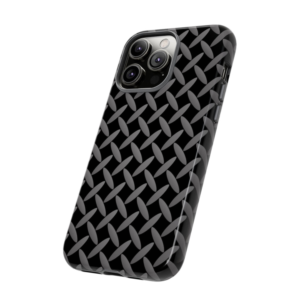 Durable Phone Case Black - Tough Cases with Stylish Diamond Plate Design - iPhones