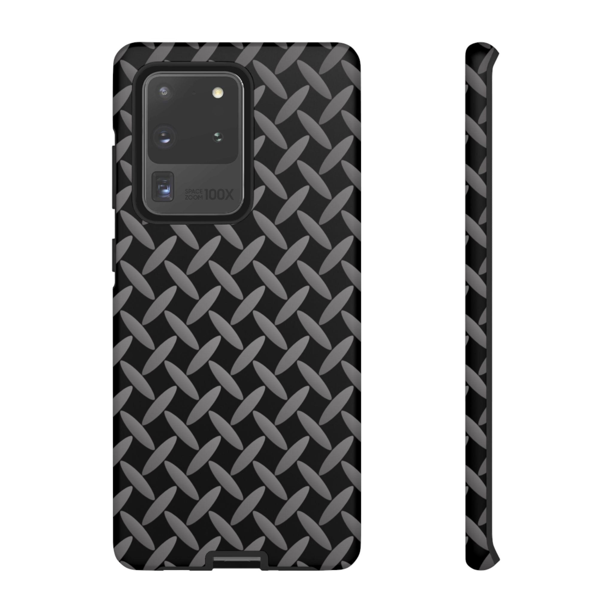 Durable Phone Case Black - Tough Cases with Stylish Diamond Plate Design - Samsung