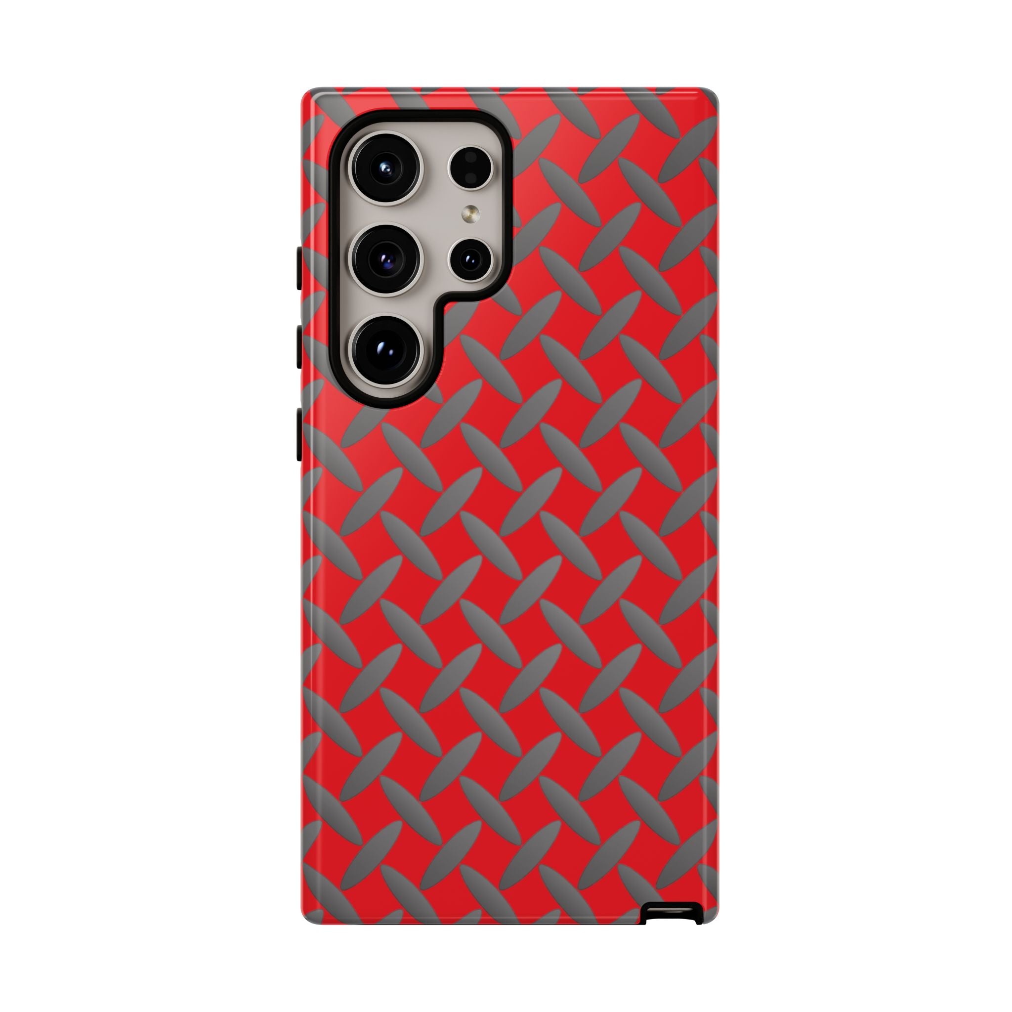 Durable Samsung Phone Case Red - Tough Cases with Stylish Diamond Plate Design