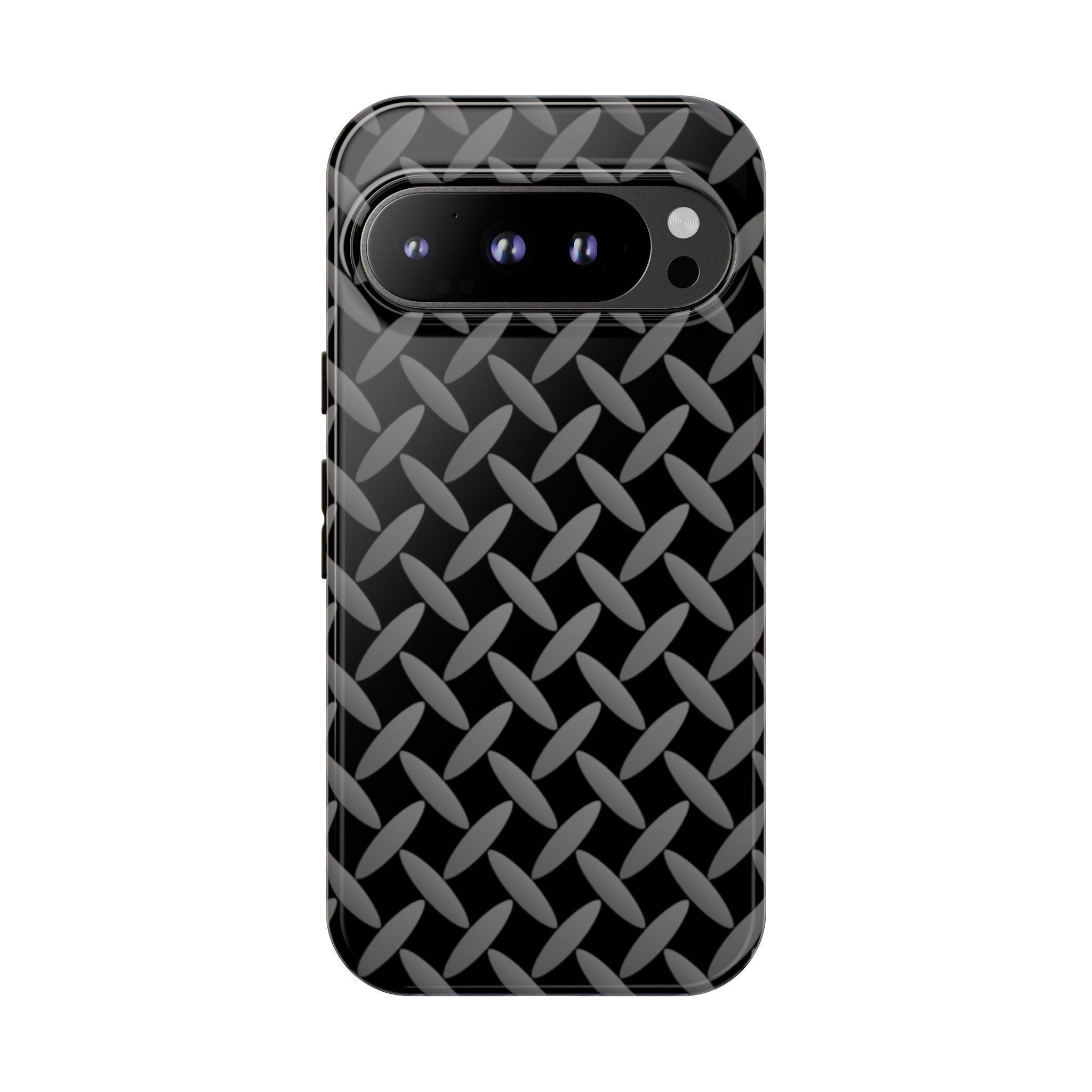 Durable Phone Case Black - Tough Cases with Stylish Diamond Plate Design - Google Phones
