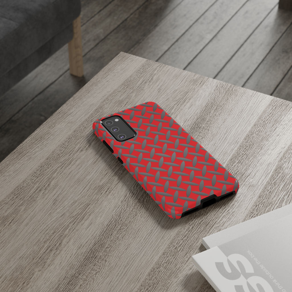 Durable Samsung Phone Case Red - Tough Cases with Stylish Diamond Plate Design