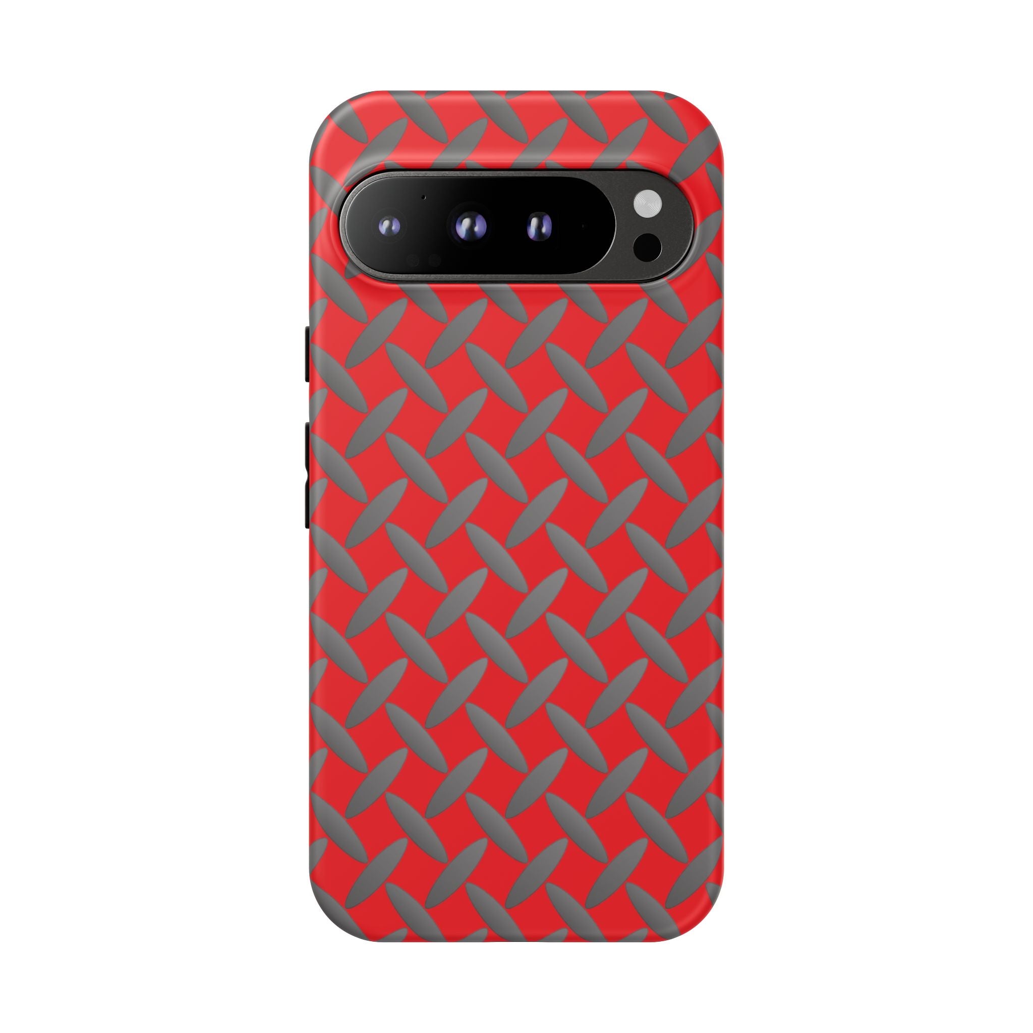 Durable Google Phones Phone Case Red - Tough Cases with Stylish Diamond Plate Design
