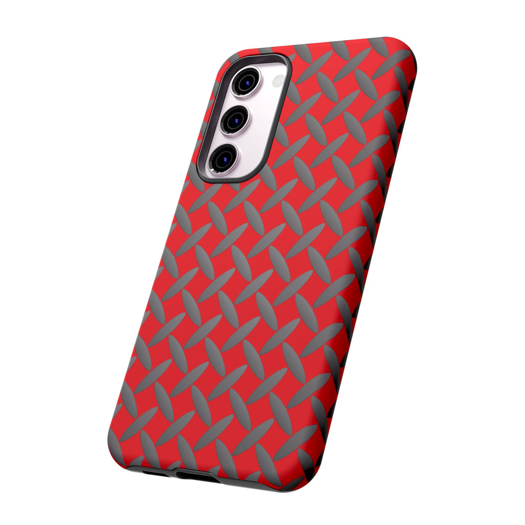 Durable Samsung Phone Case Red - Tough Cases with Stylish Diamond Plate Design