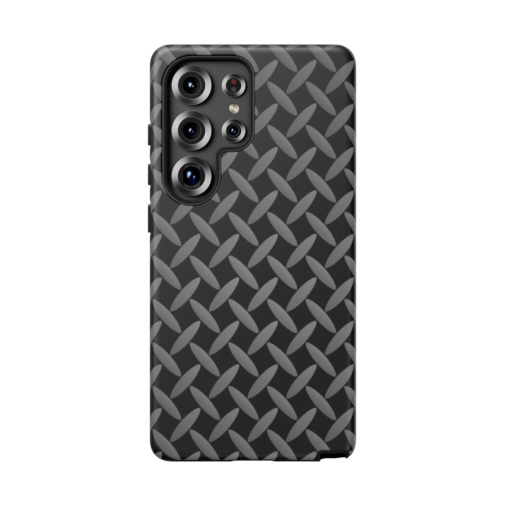 Durable Phone Case Black - Tough Cases with Stylish Diamond Plate Design - Samsung