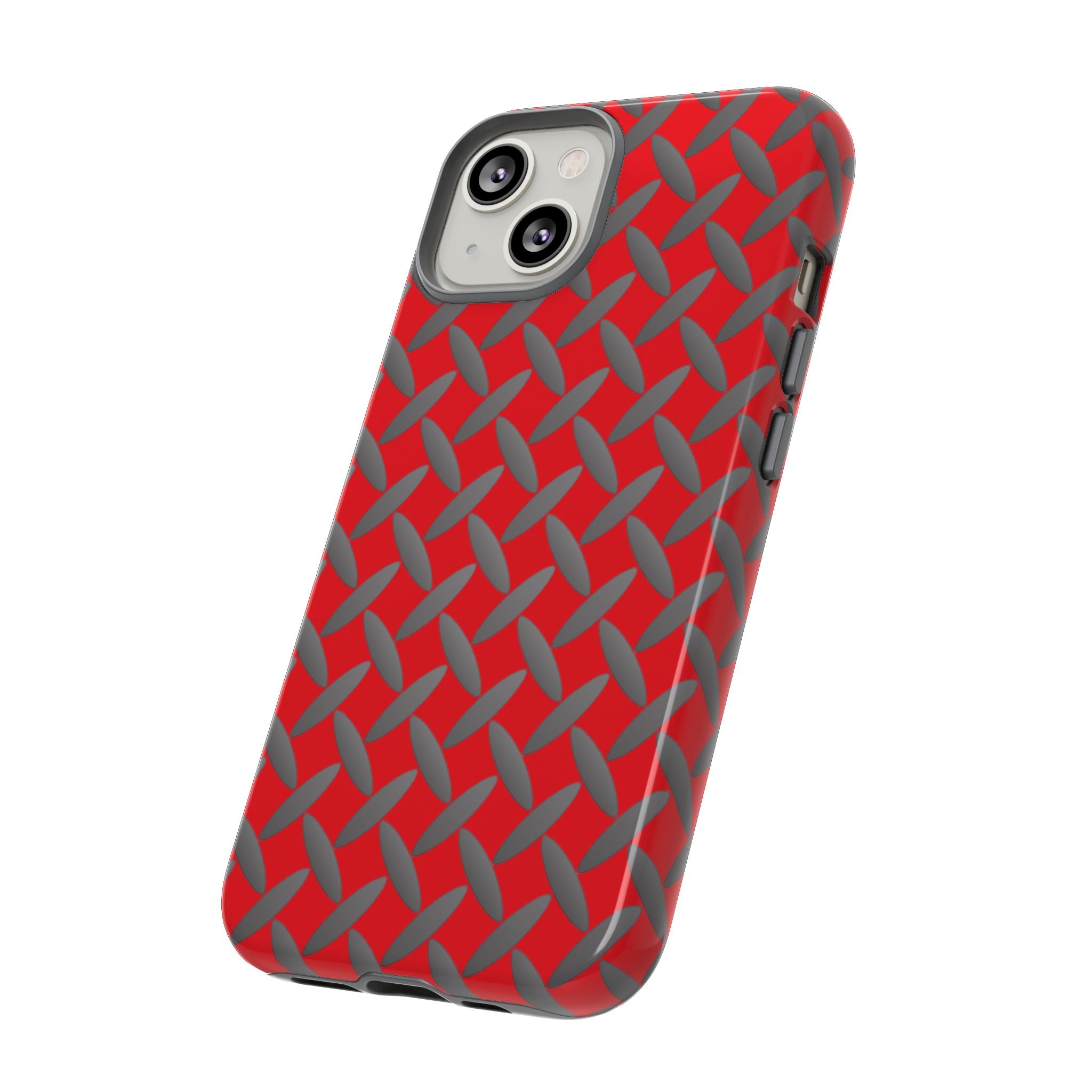 Durable Phone Case Red-iPhones Tough Cases with Stylish Diamond Plate Design