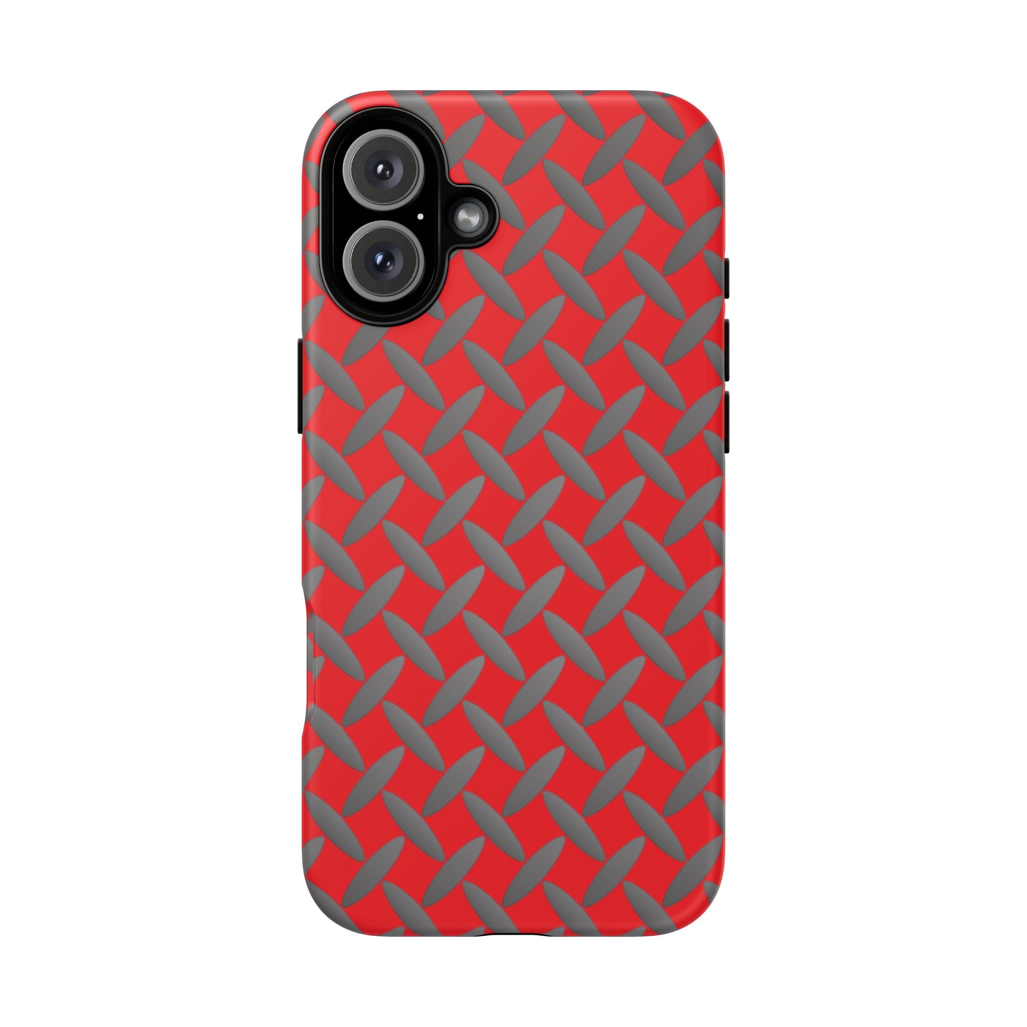 Durable Phone Case Red-iPhones Tough Cases with Stylish Diamond Plate Design