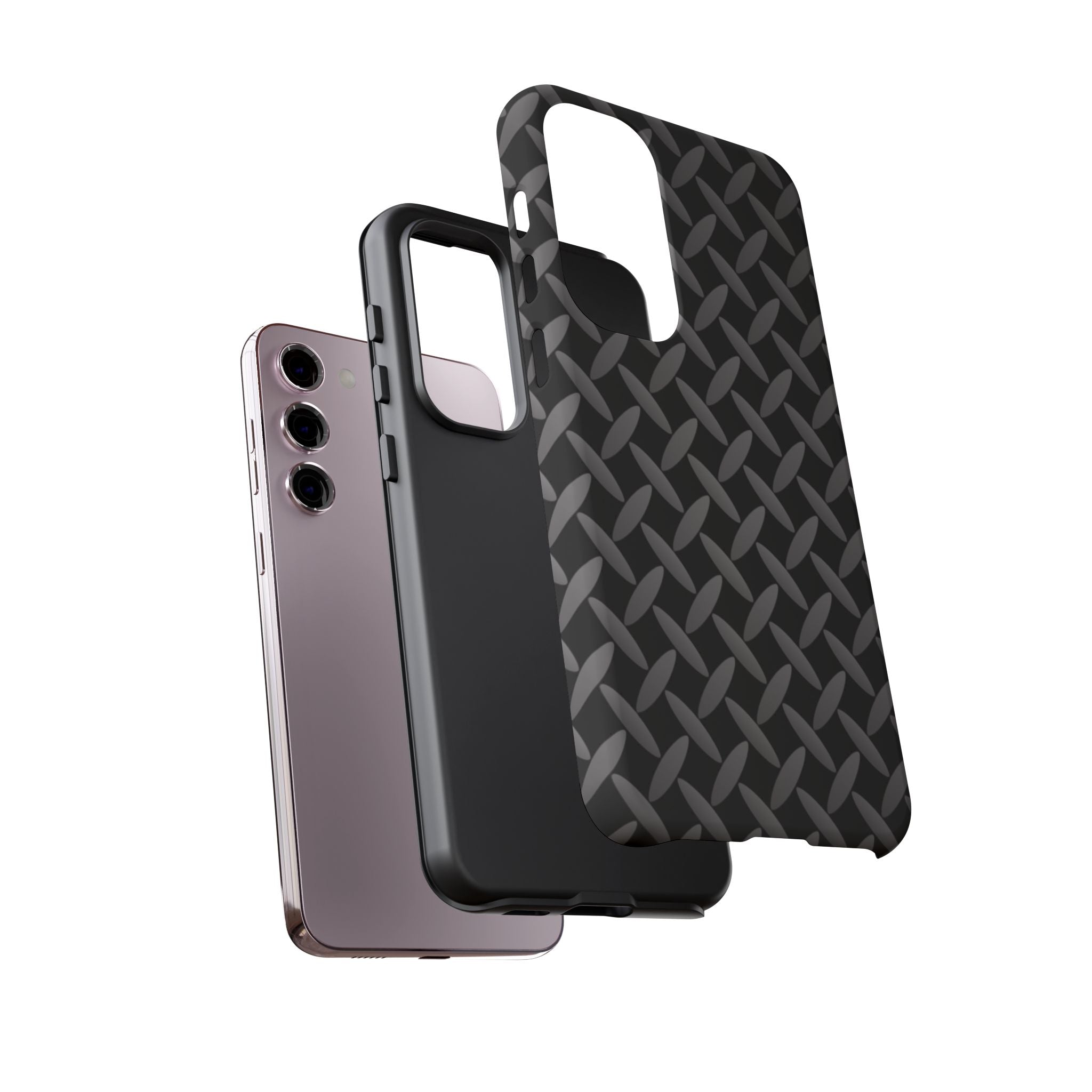 Durable Phone Case Black - Tough Cases with Stylish Diamond Plate Design - Samsung