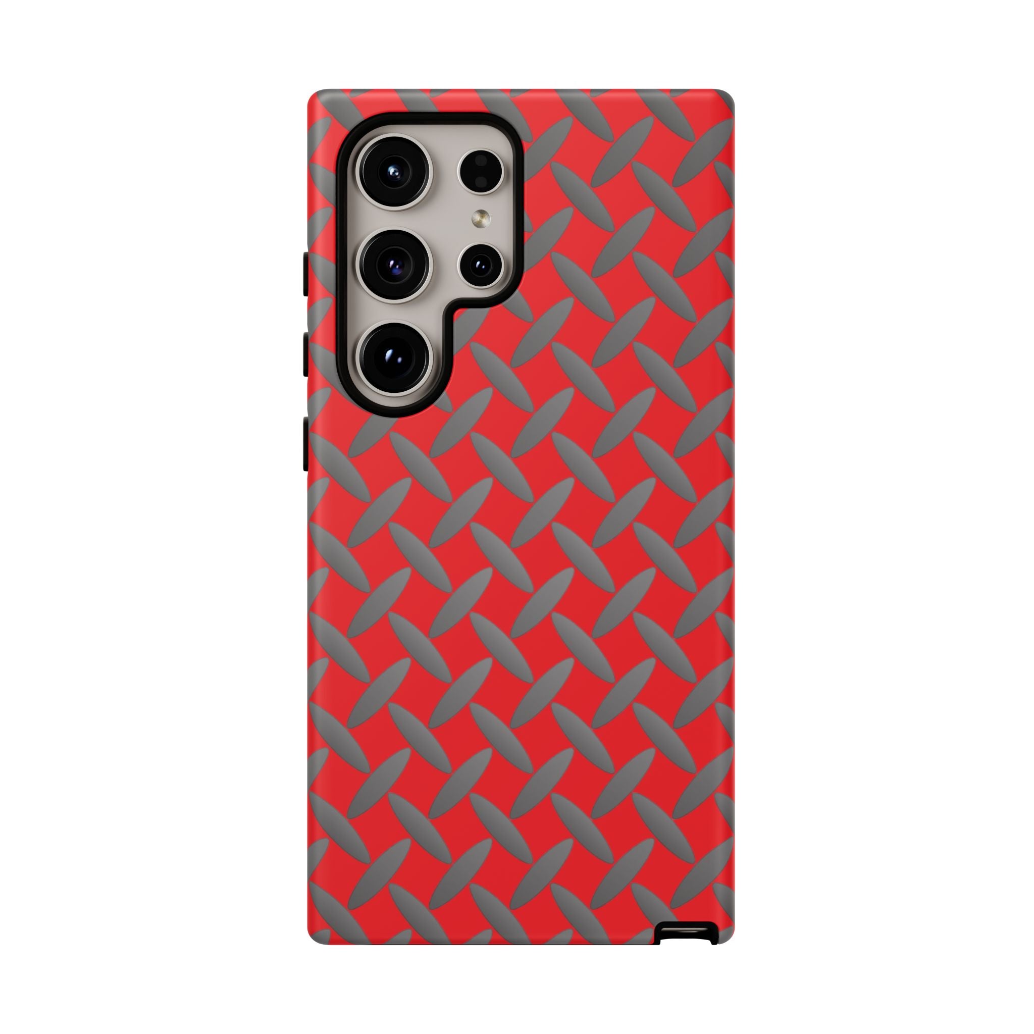 Durable Samsung Phone Case Red - Tough Cases with Stylish Diamond Plate Design