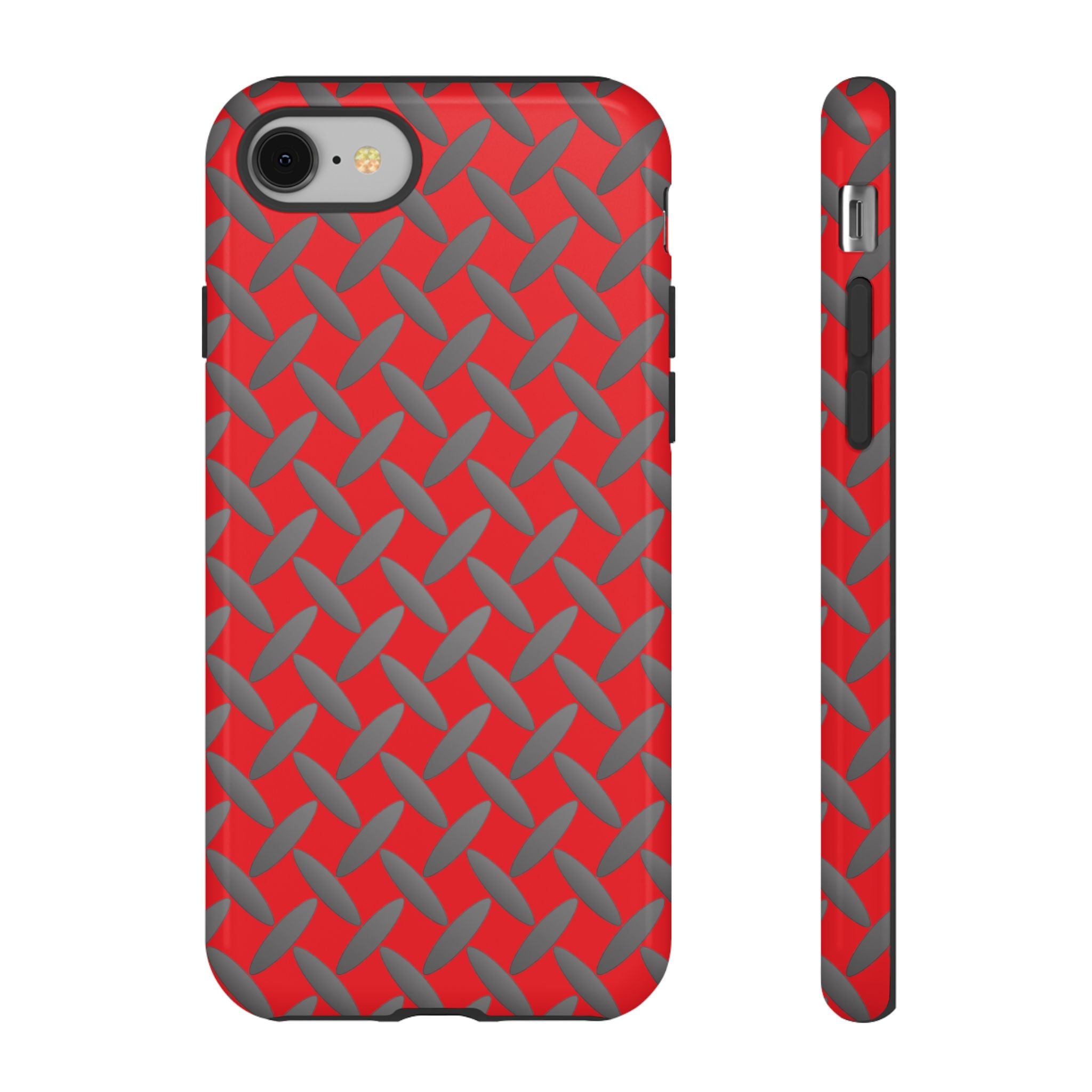 Durable Phone Case Red-iPhones Tough Cases with Stylish Diamond Plate Design