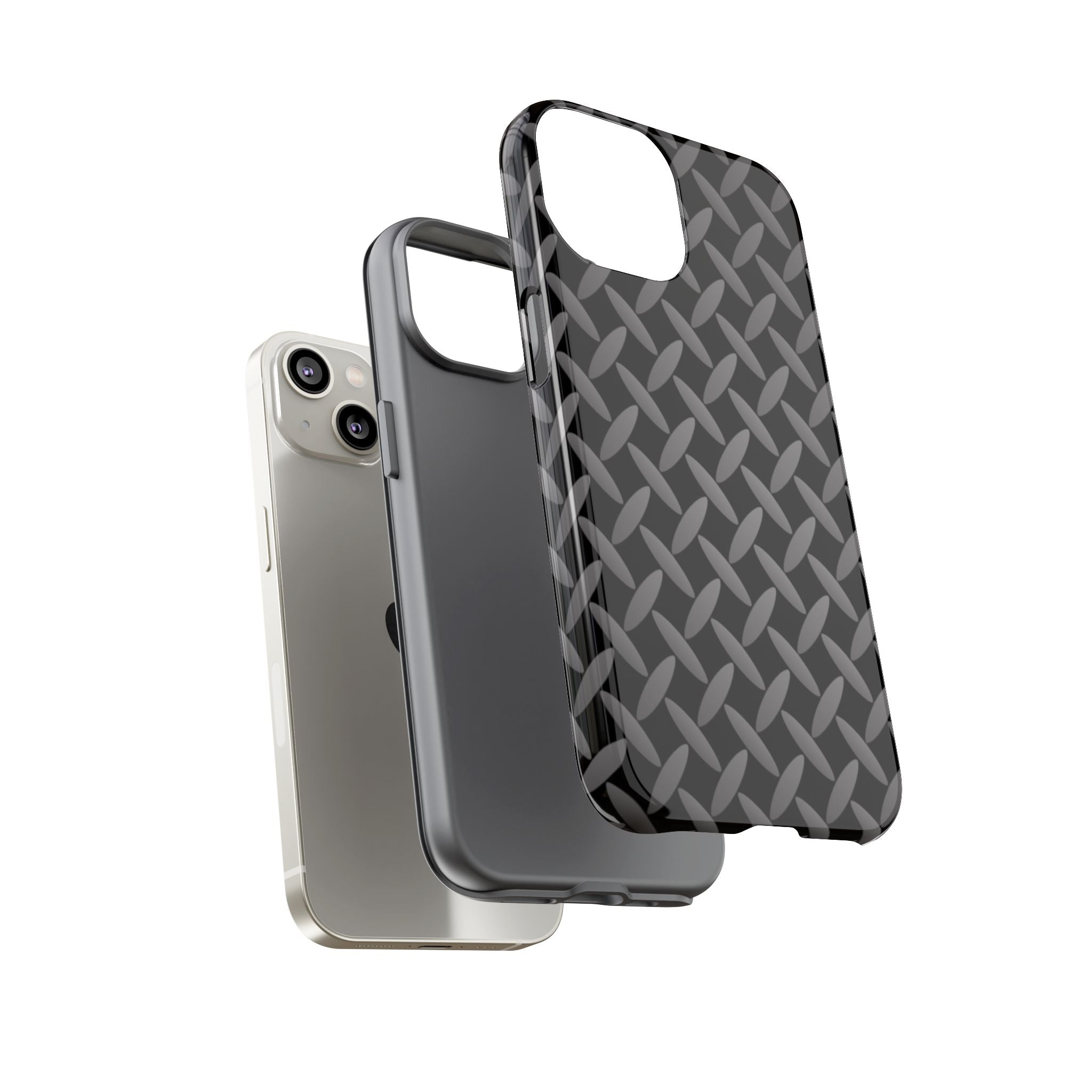 Durable Phone Case Black - Tough Cases with Stylish Diamond Plate Design - iPhones