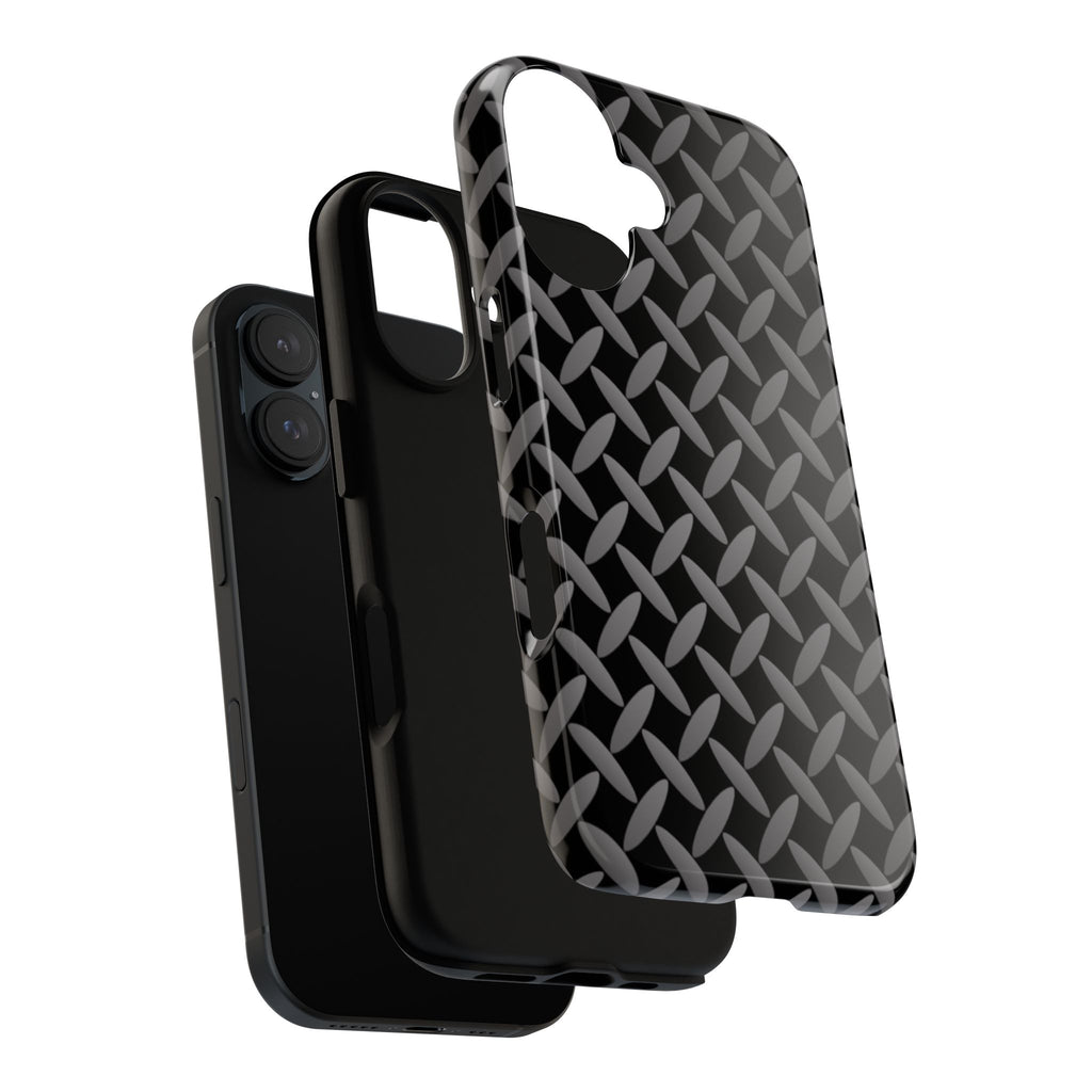 Durable Phone Case Black - Tough Cases with Stylish Diamond Plate Design - iPhones