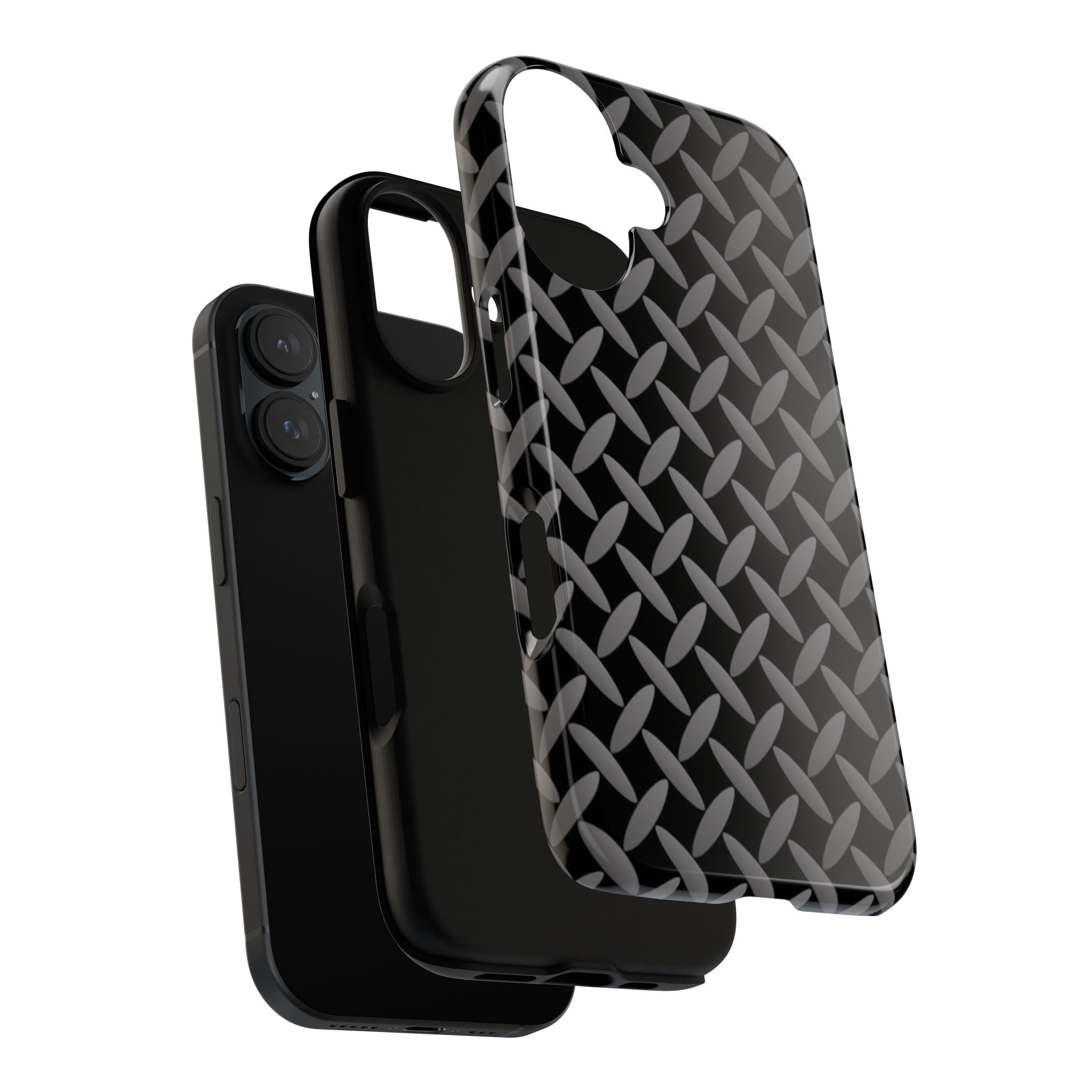 Durable Phone Case Black - Tough Cases with Stylish Diamond Plate Design - Samsung