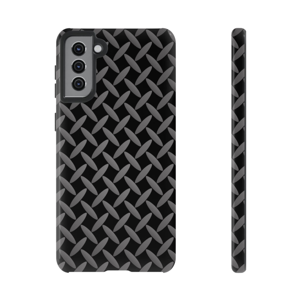 Durable Phone Case Black - Tough Cases with Stylish Diamond Plate Design - Samsung