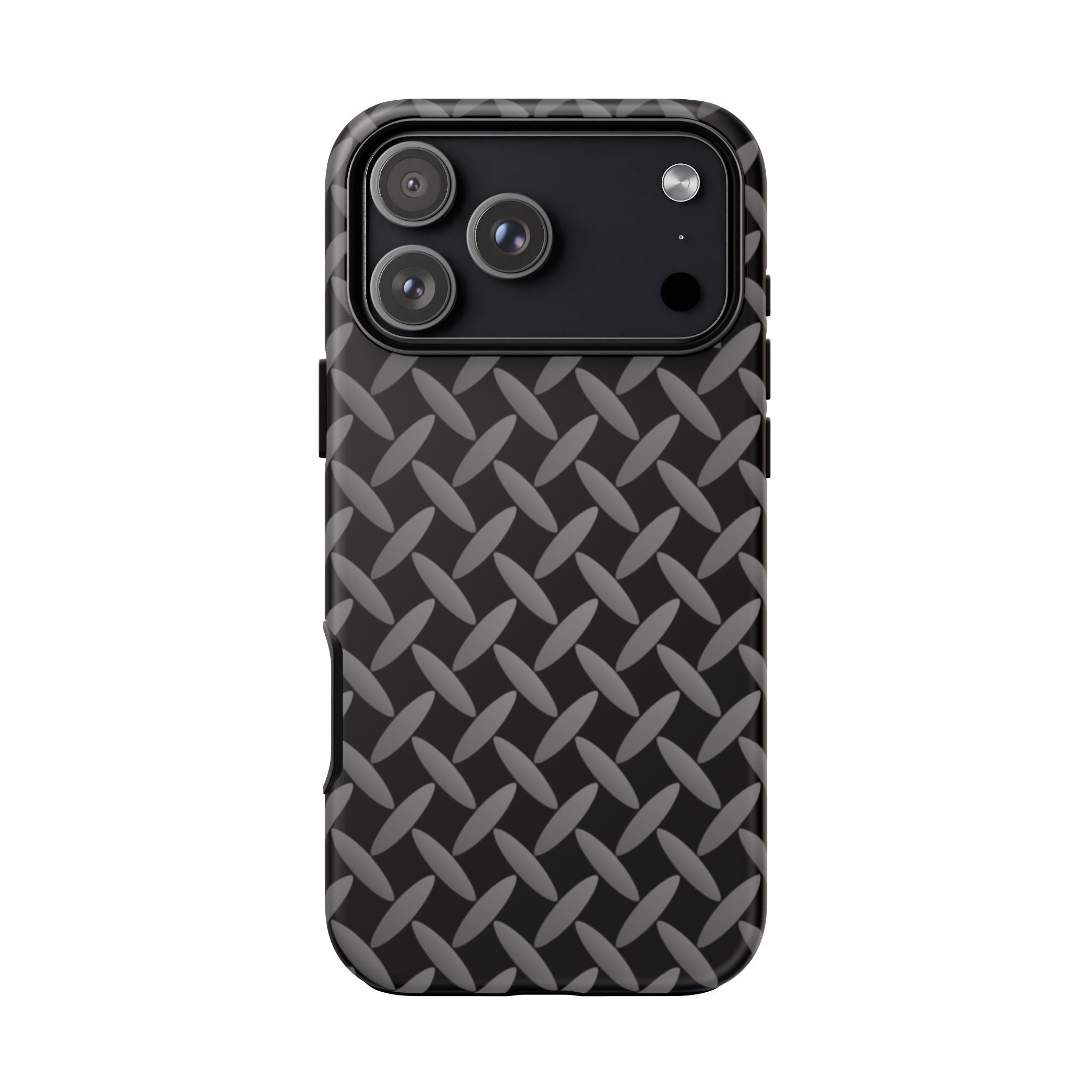 Durable Phone Case Black - Tough Cases with Stylish Diamond Plate Design - iPhones
