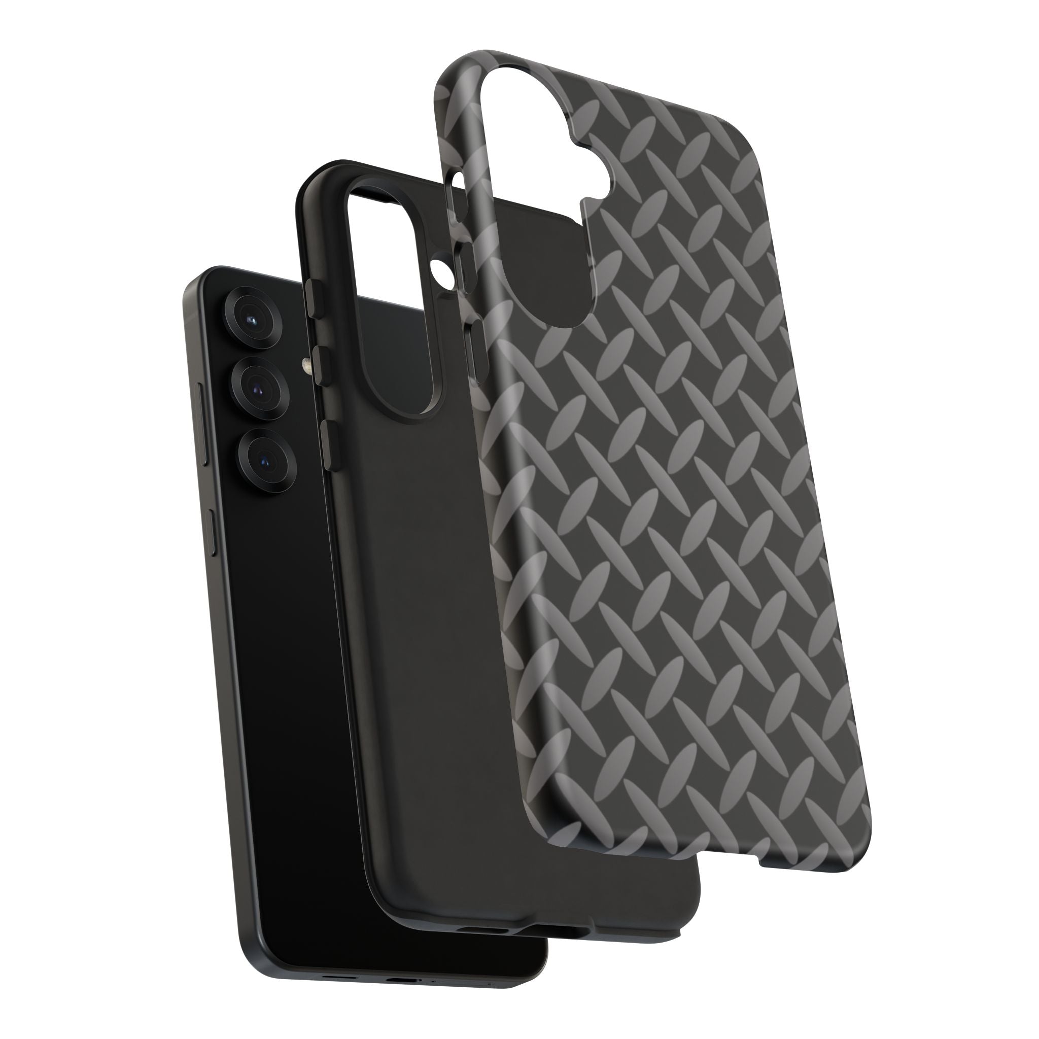 Durable Phone Case Black - Tough Cases with Stylish Diamond Plate Design - Samsung