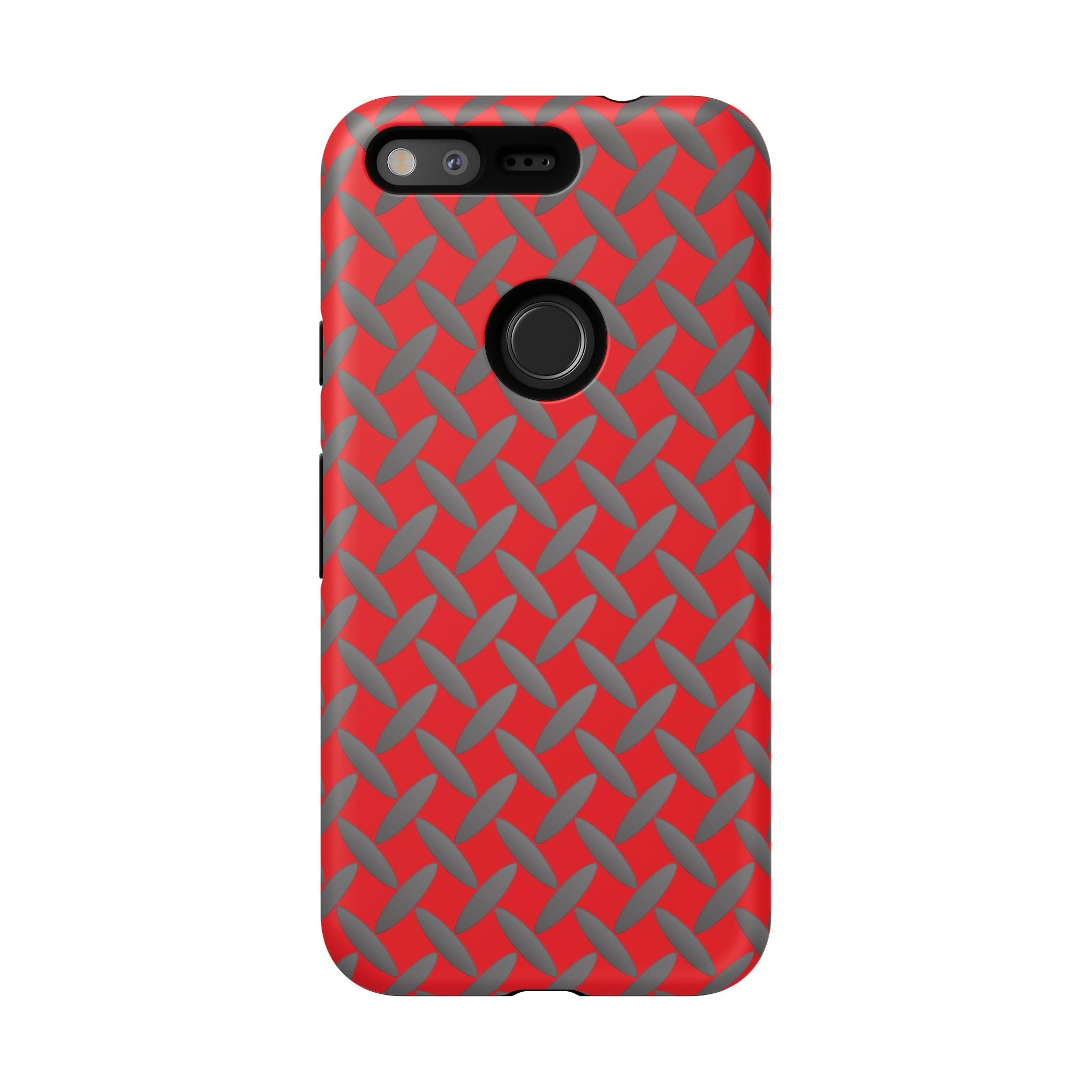 Durable Google Phones Phone Case Red - Tough Cases with Stylish Diamond Plate Design