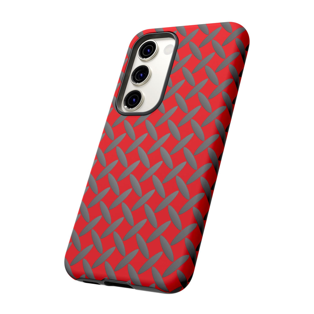 Durable Samsung Phone Case Red - Tough Cases with Stylish Diamond Plate Design