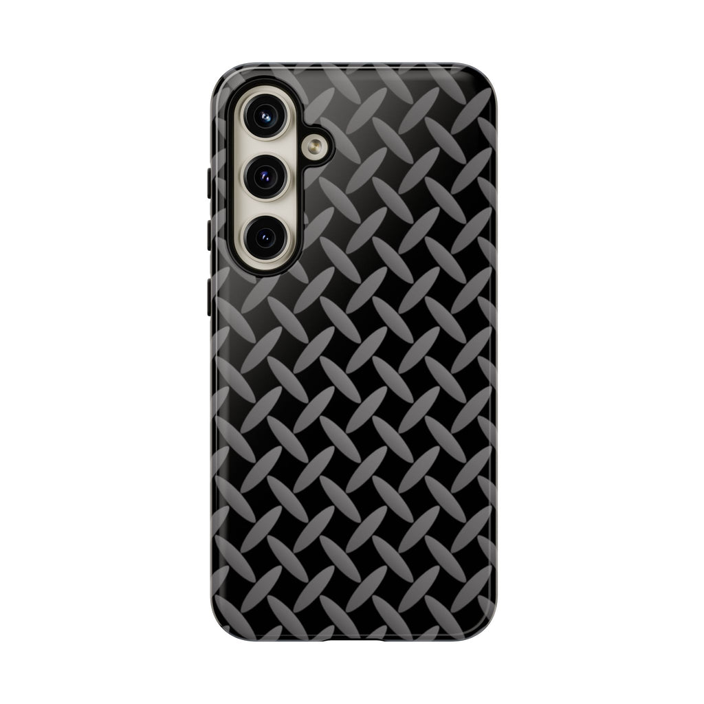 Durable Phone Case Black - Tough Cases with Stylish Diamond Plate Design - Samsung
