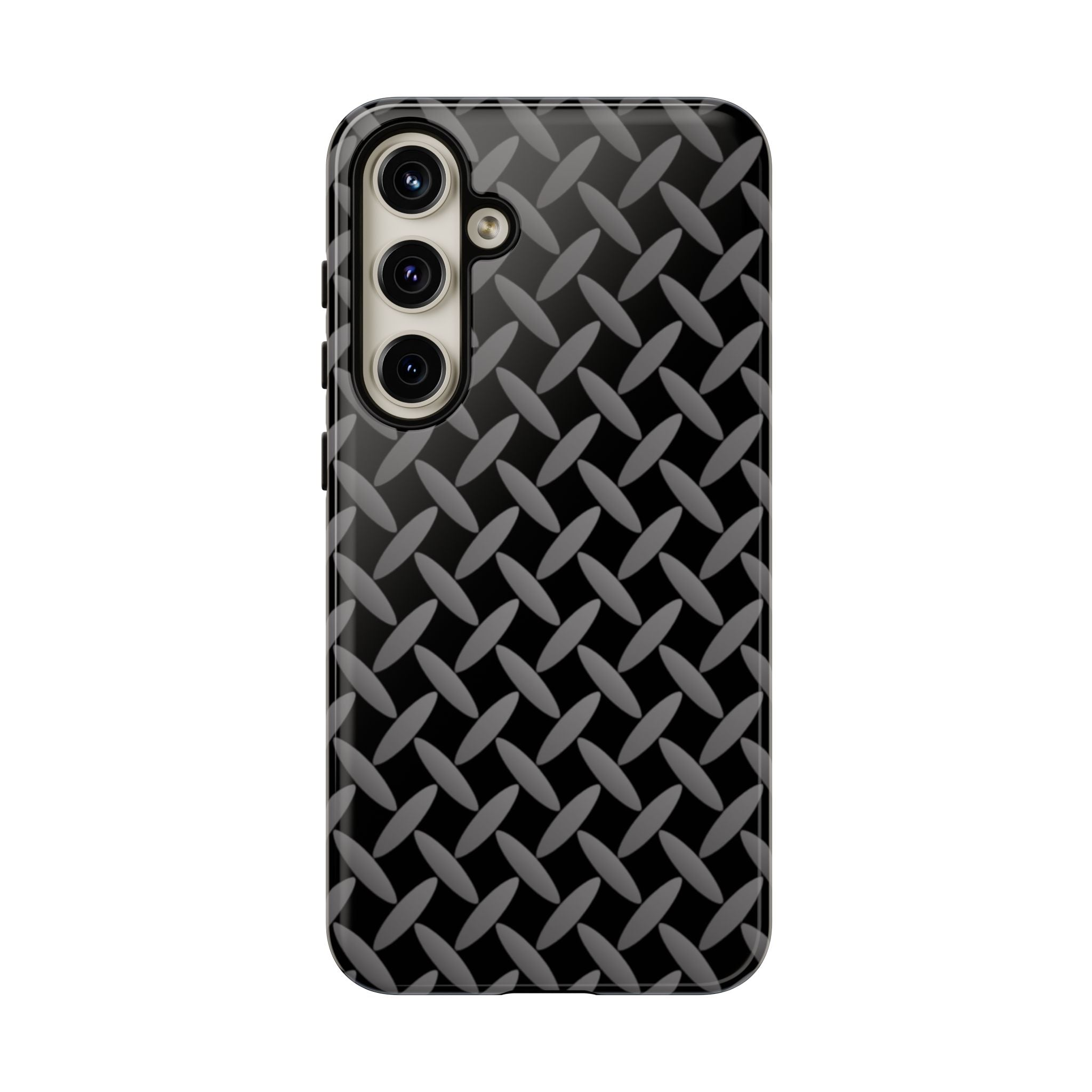 Durable Phone Case Black - Tough Cases with Stylish Diamond Plate Design - Samsung