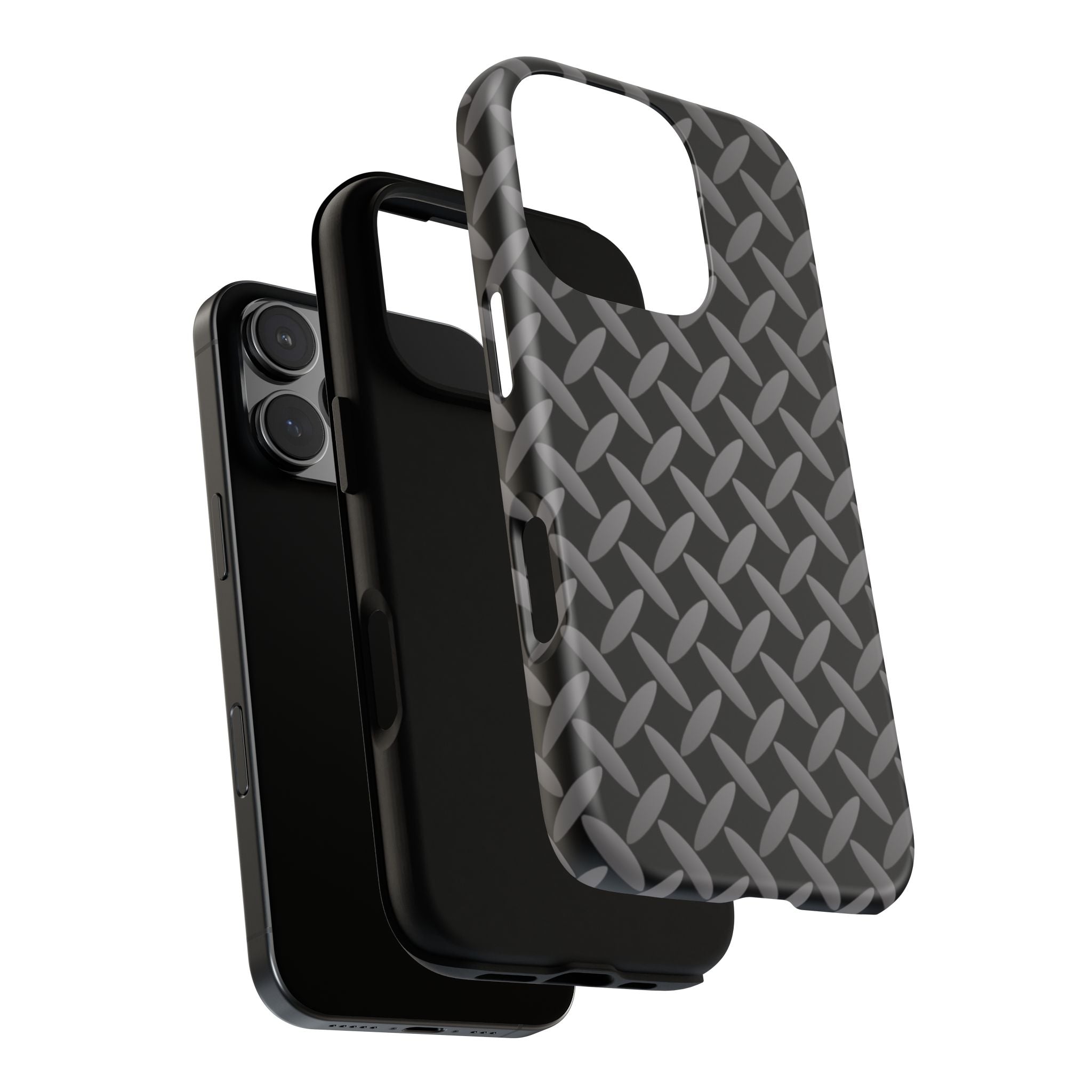 Durable Phone Case Black - Tough Cases with Stylish Diamond Plate Design - iPhones