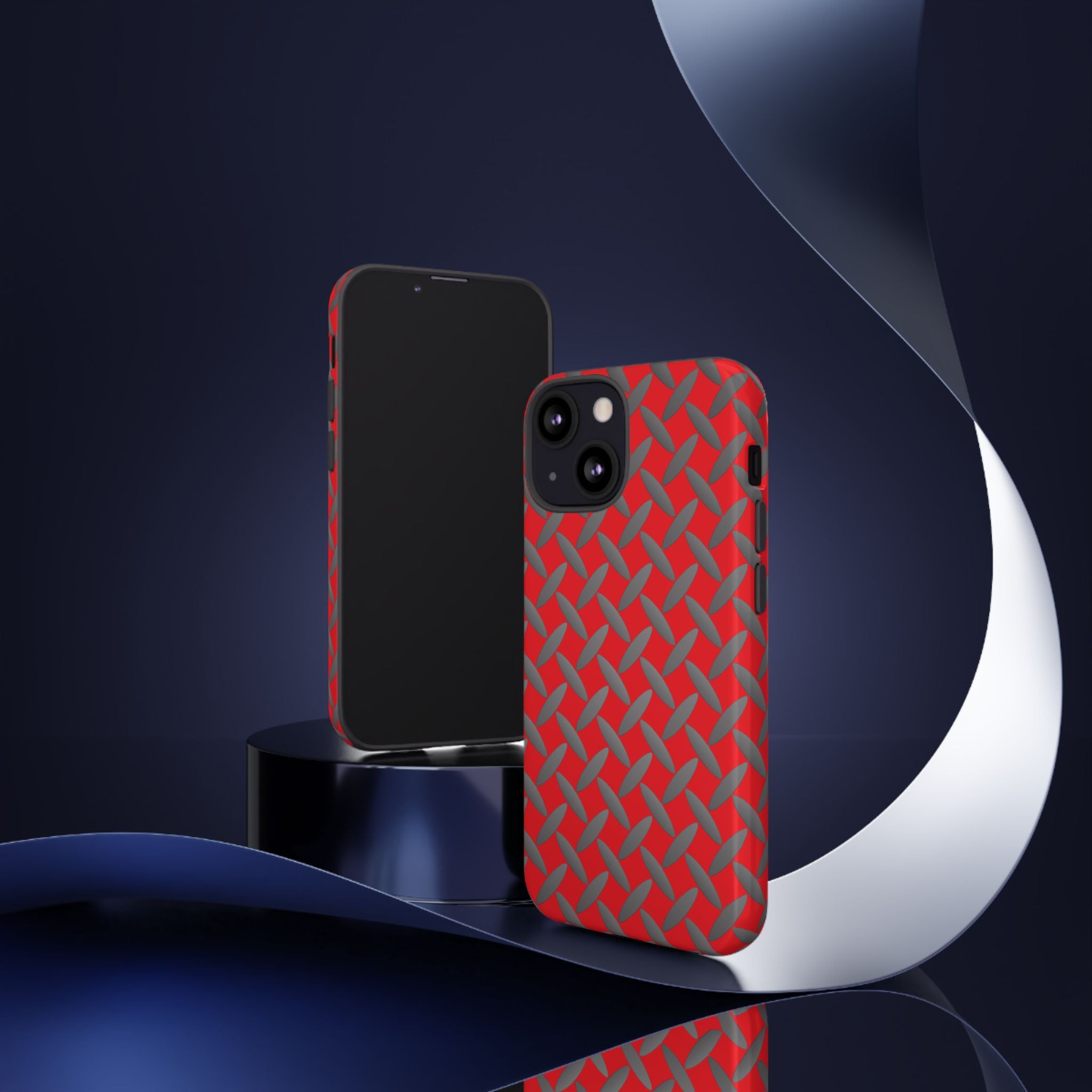 Durable Phone Case Red-iPhones Tough Cases with Stylish Diamond Plate Design