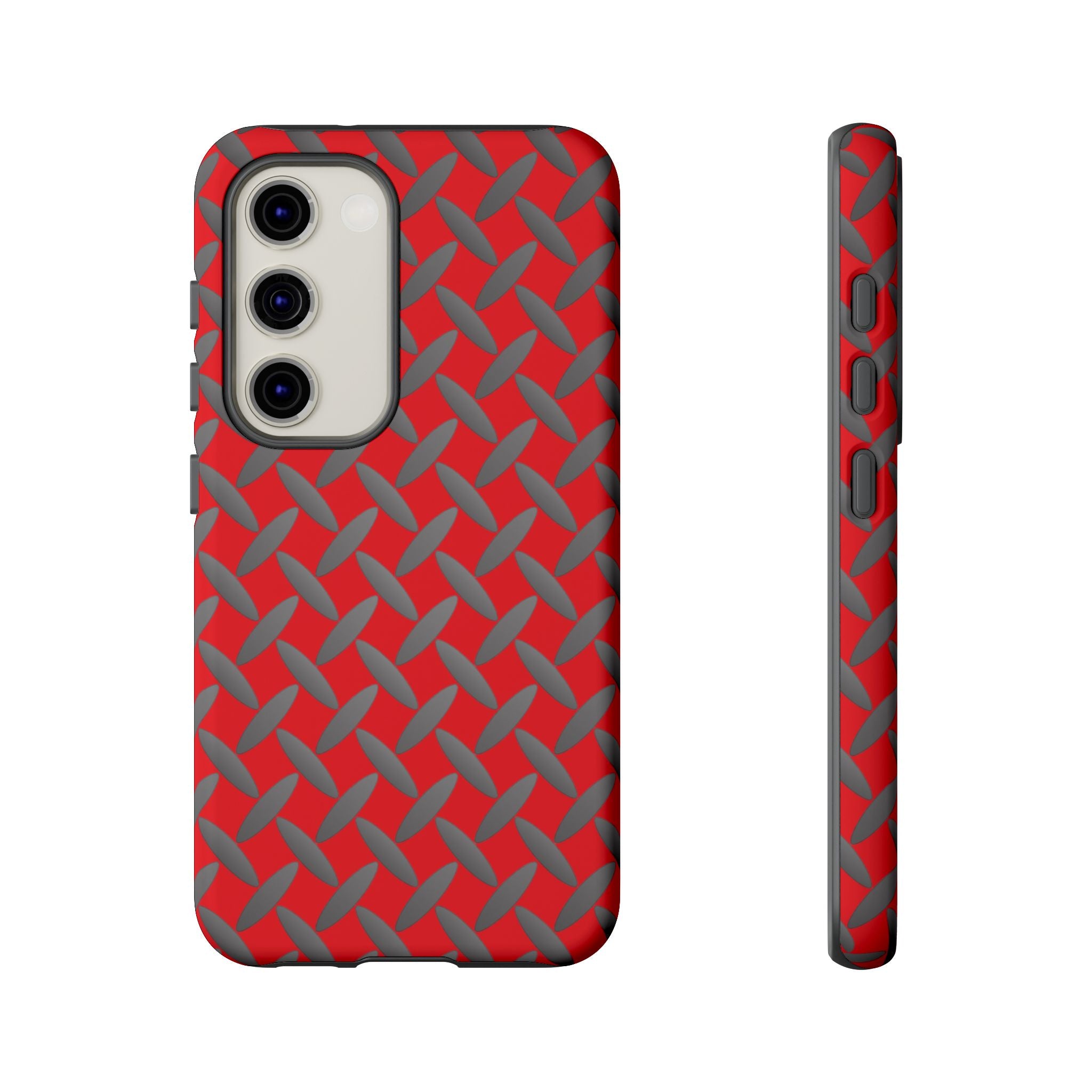 Durable Samsung Phone Case Red - Tough Cases with Stylish Diamond Plate Design