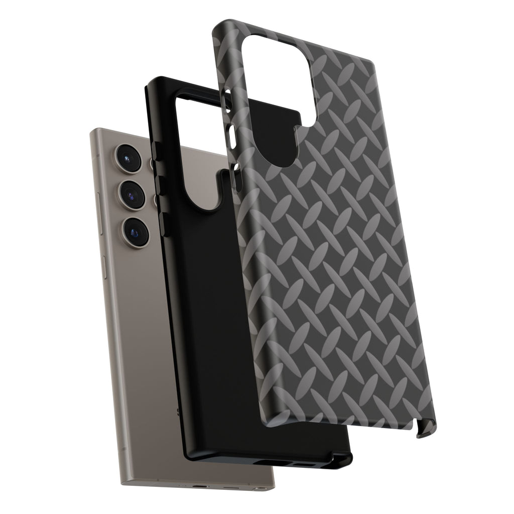 Durable Phone Case Black - Tough Cases with Stylish Diamond Plate Design - Samsung
