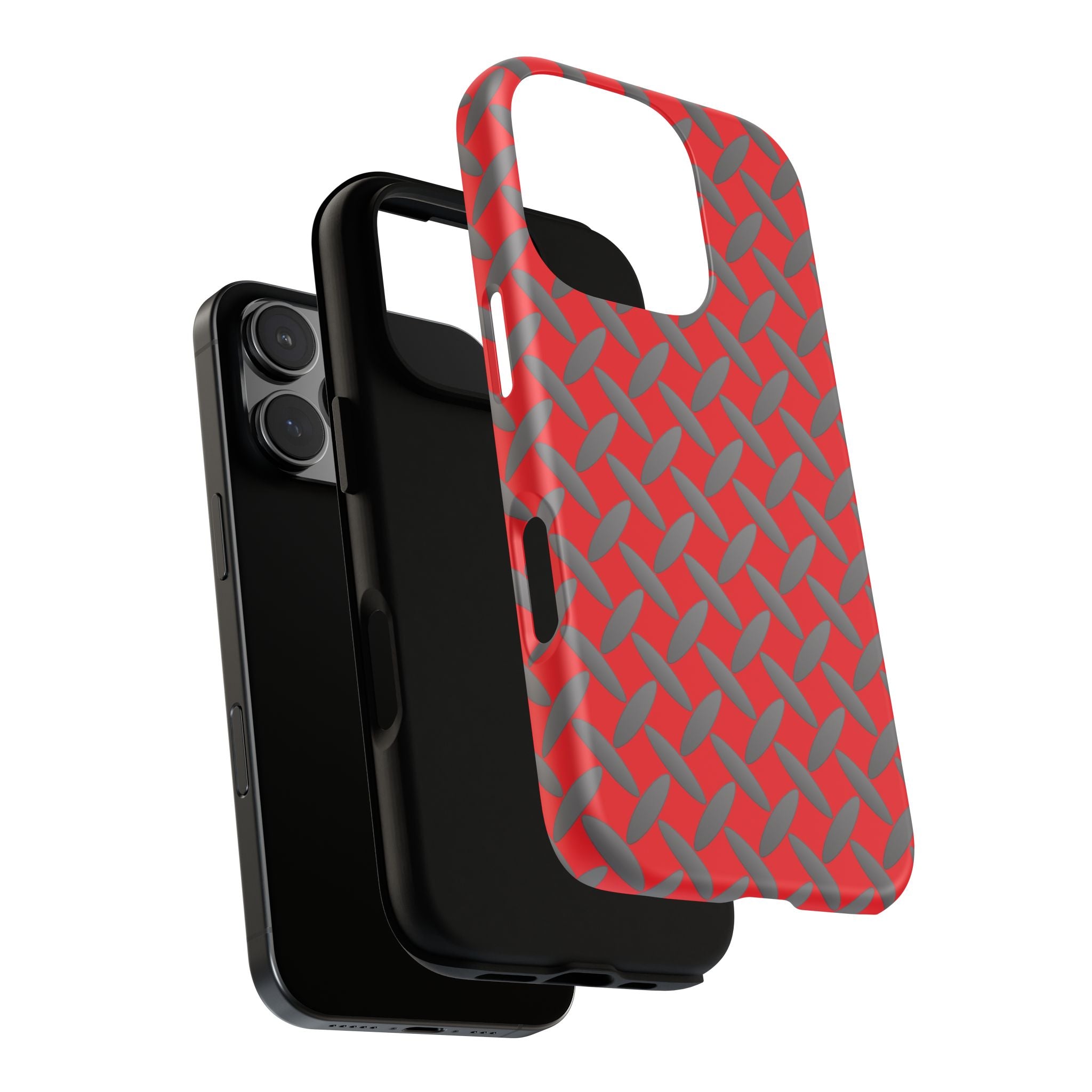 Durable Phone Case Red-iPhones Tough Cases with Stylish Diamond Plate Design