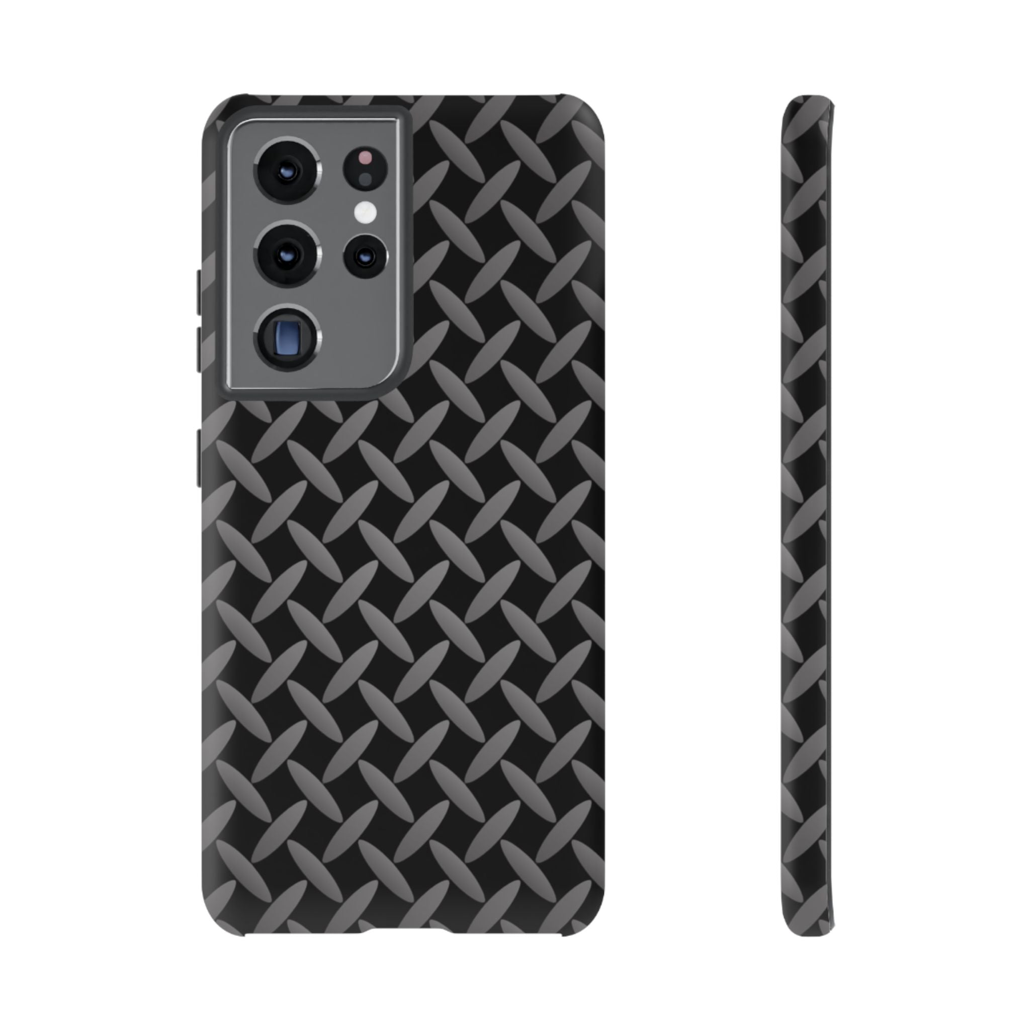 Durable Phone Case Black - Tough Cases with Stylish Diamond Plate Design - Samsung