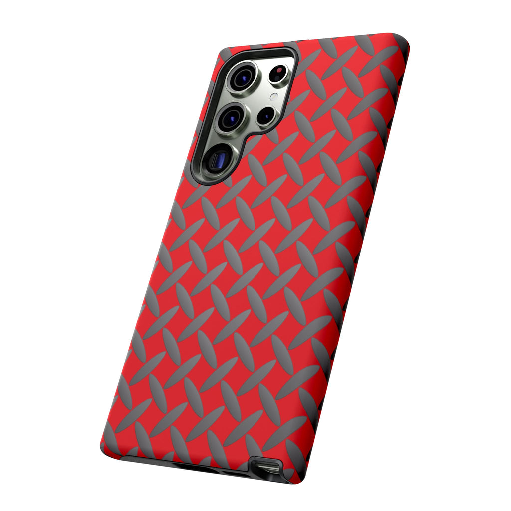 Durable Samsung Phone Case Red - Tough Cases with Stylish Diamond Plate Design