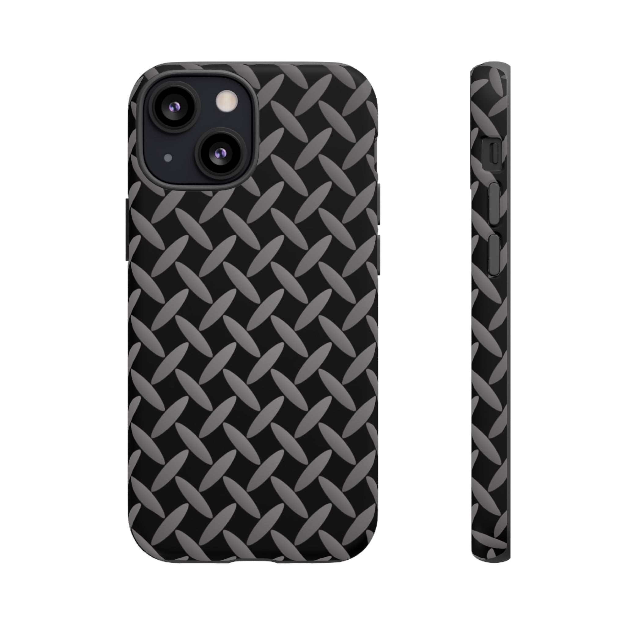 Durable Phone Case Black - Tough Cases with Stylish Diamond Plate Design - iPhones