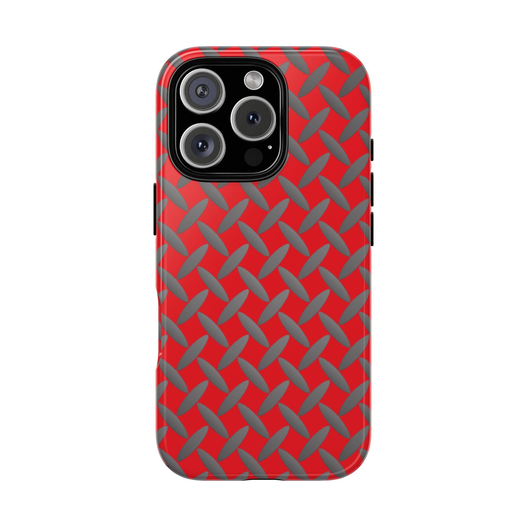 Durable Phone Case Red-iPhones Tough Cases with Stylish Diamond Plate Design